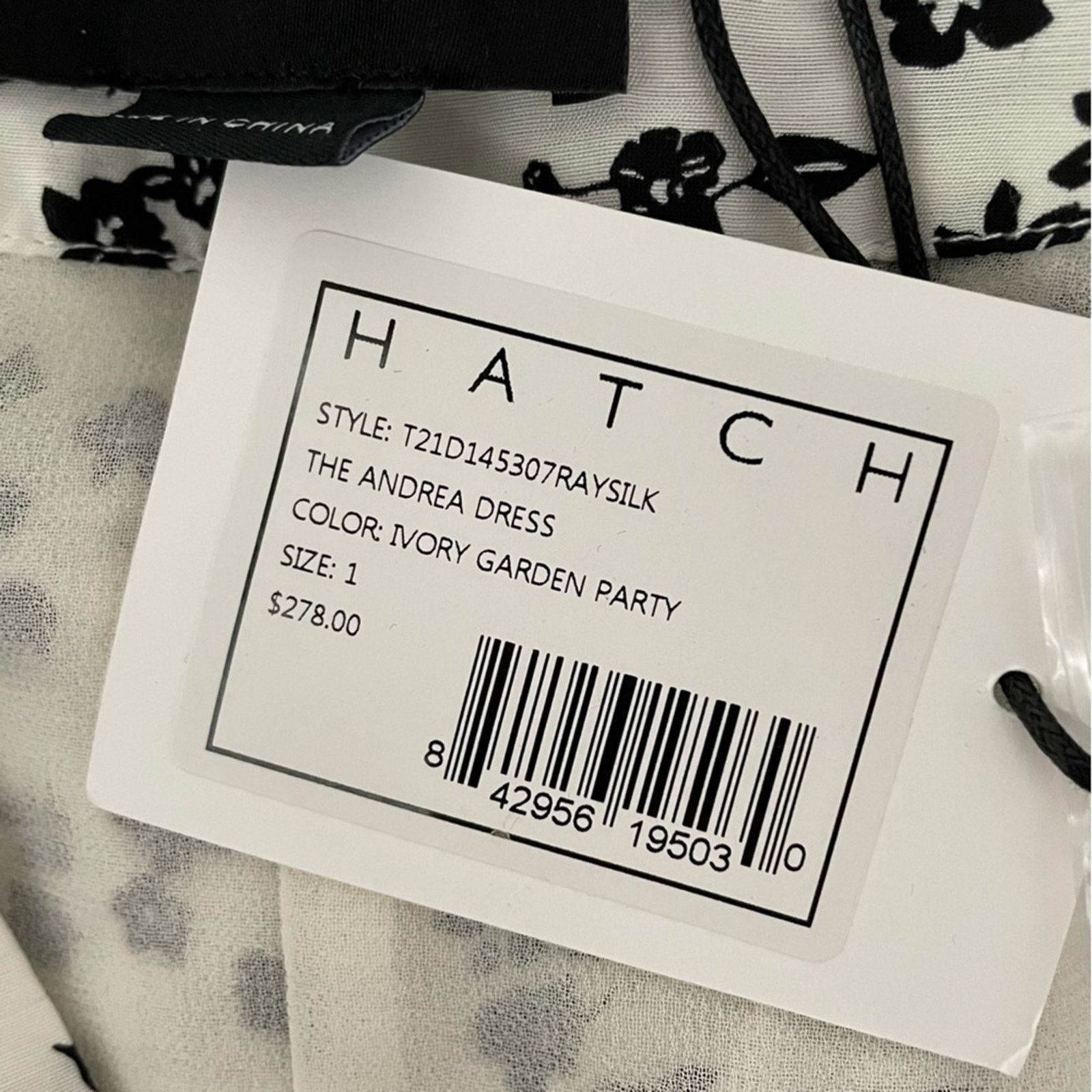 Hatch The Andrea Dress White Black Ditsy Floral Silk Blend S