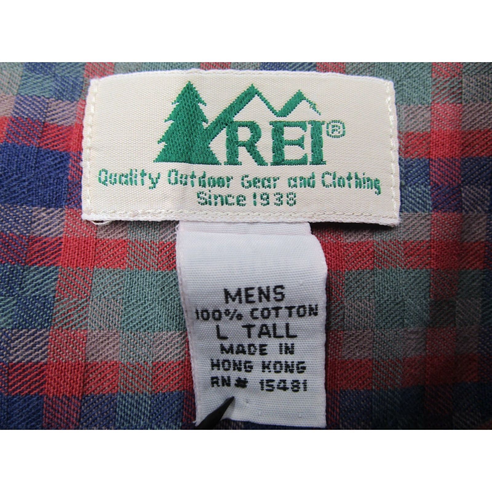 Vintage VINTAGE REI Men's Long Sleeve Button-Up Shirt Casual Workwear Outdoor 100% Cotton Red Check Large Tall Size US L / EU 52-54 / 3 - 3 Thumbnail
