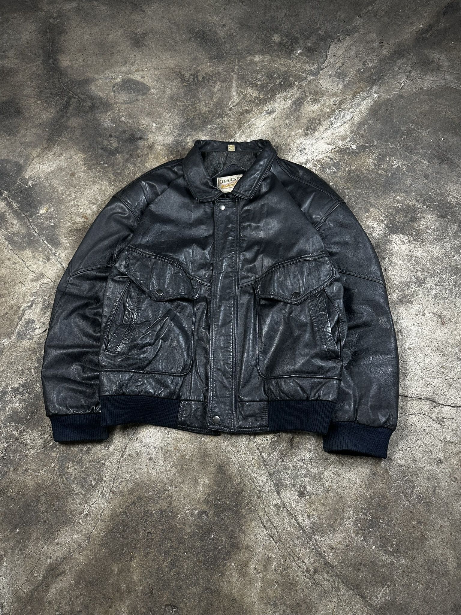 Leather 90s Korean Leather Bomber Boxy Jacket Size US XL / EU 56 / 4 - 1 Thumbnail