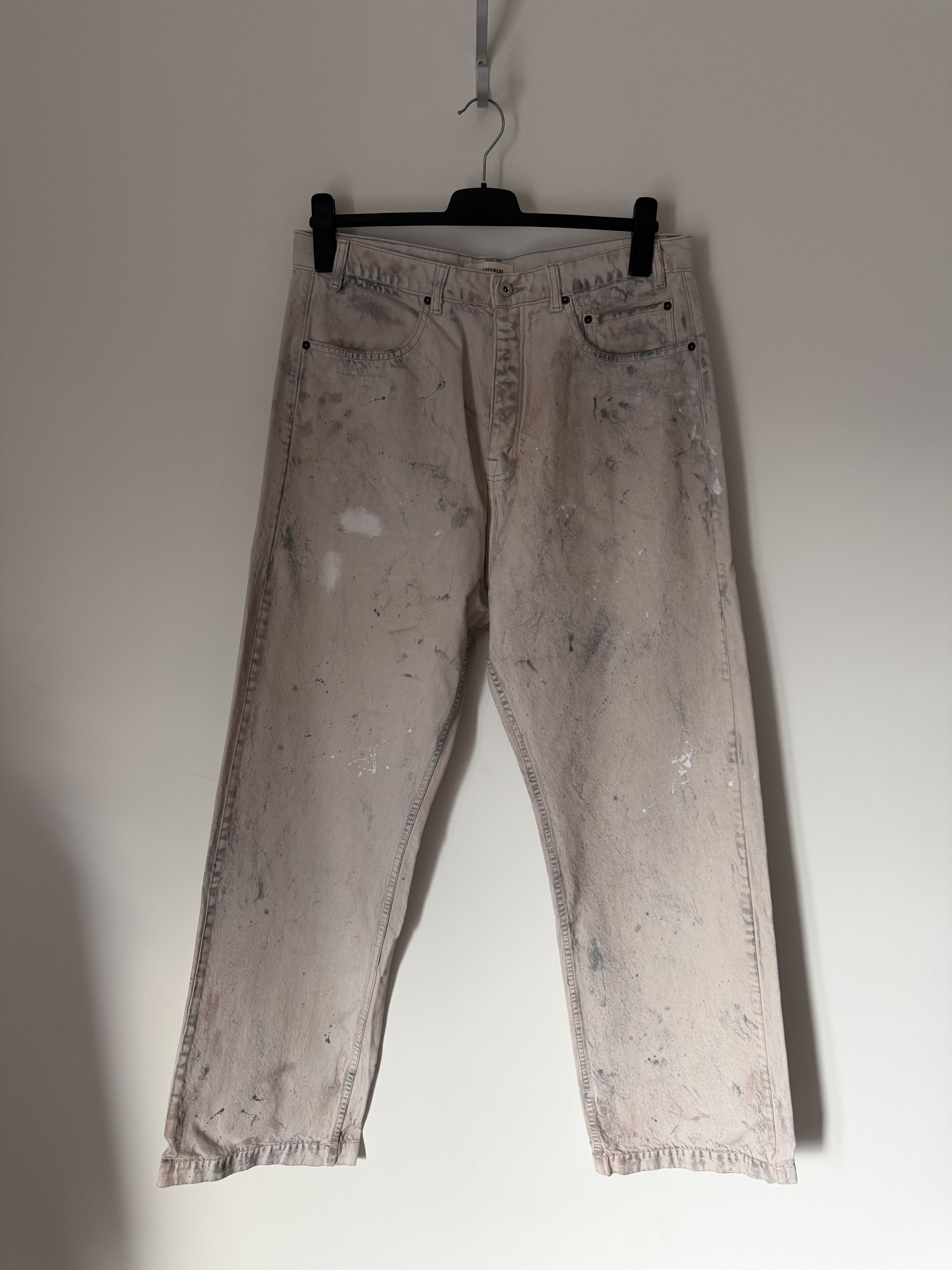 Bare Knuckles Javier Wide Leg Jeans in White Morrison Wash