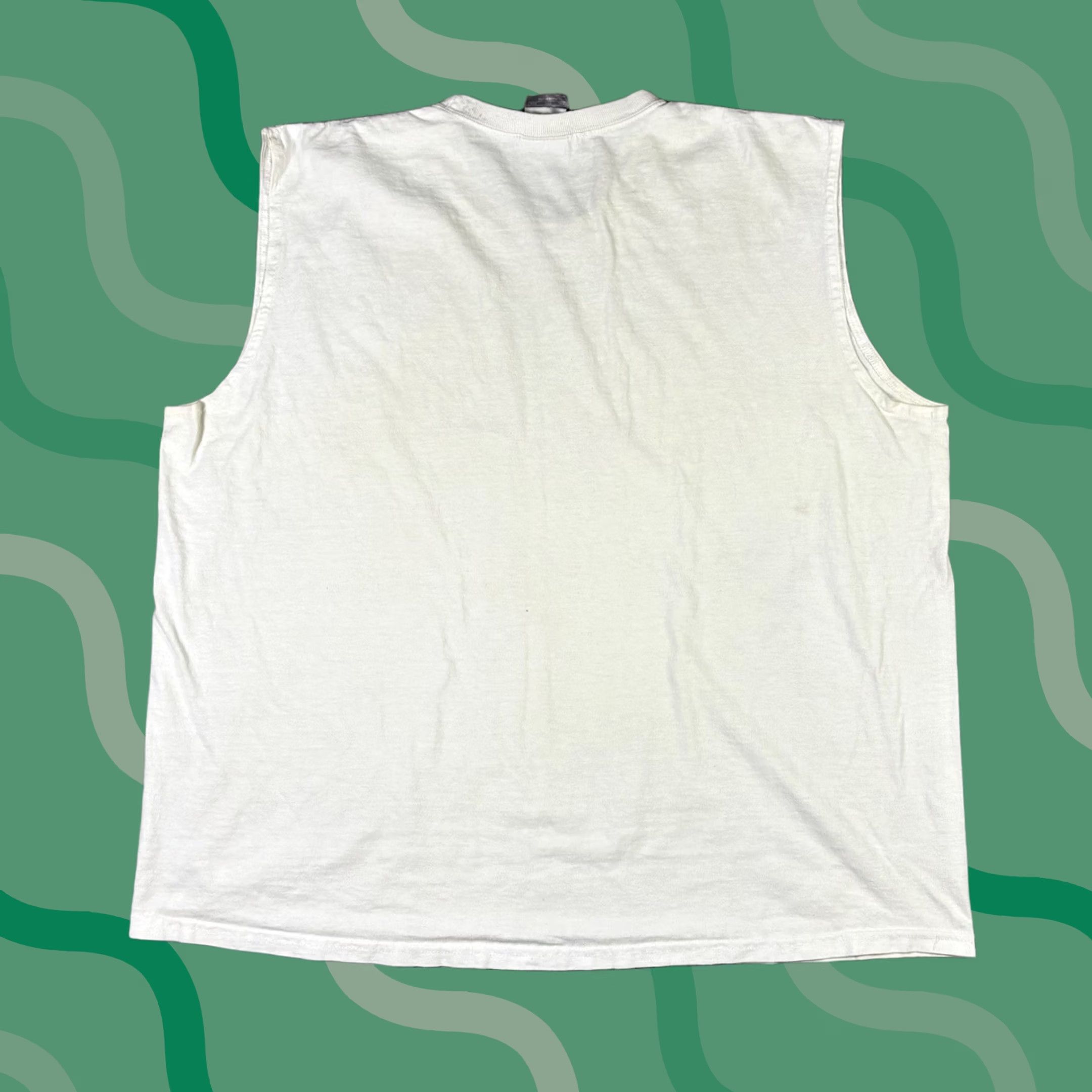 Nike VINTAGE Nike Basketball T Shirt Sleevless White Center Swoosh 2XL 90s Mens Crew Neck Graphic Print Regular Size US XXL / EU 58 / 5 - 1 Thumbnail