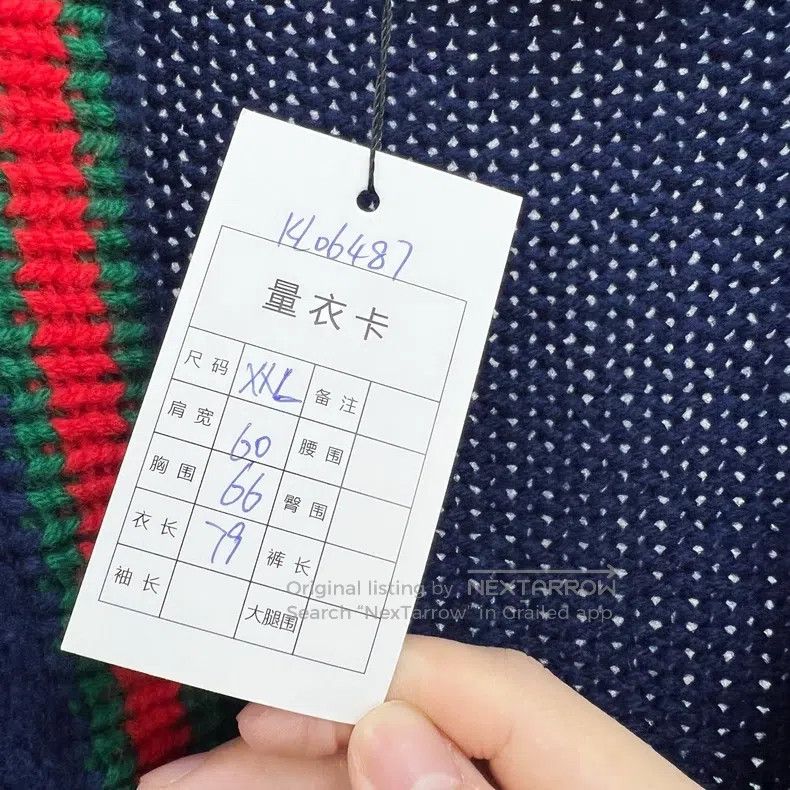 Gucci Gucci Dark blue, red and green striped knitted cardigan co Size US XXL / EU 58 / 5 - 7 Thumbnail