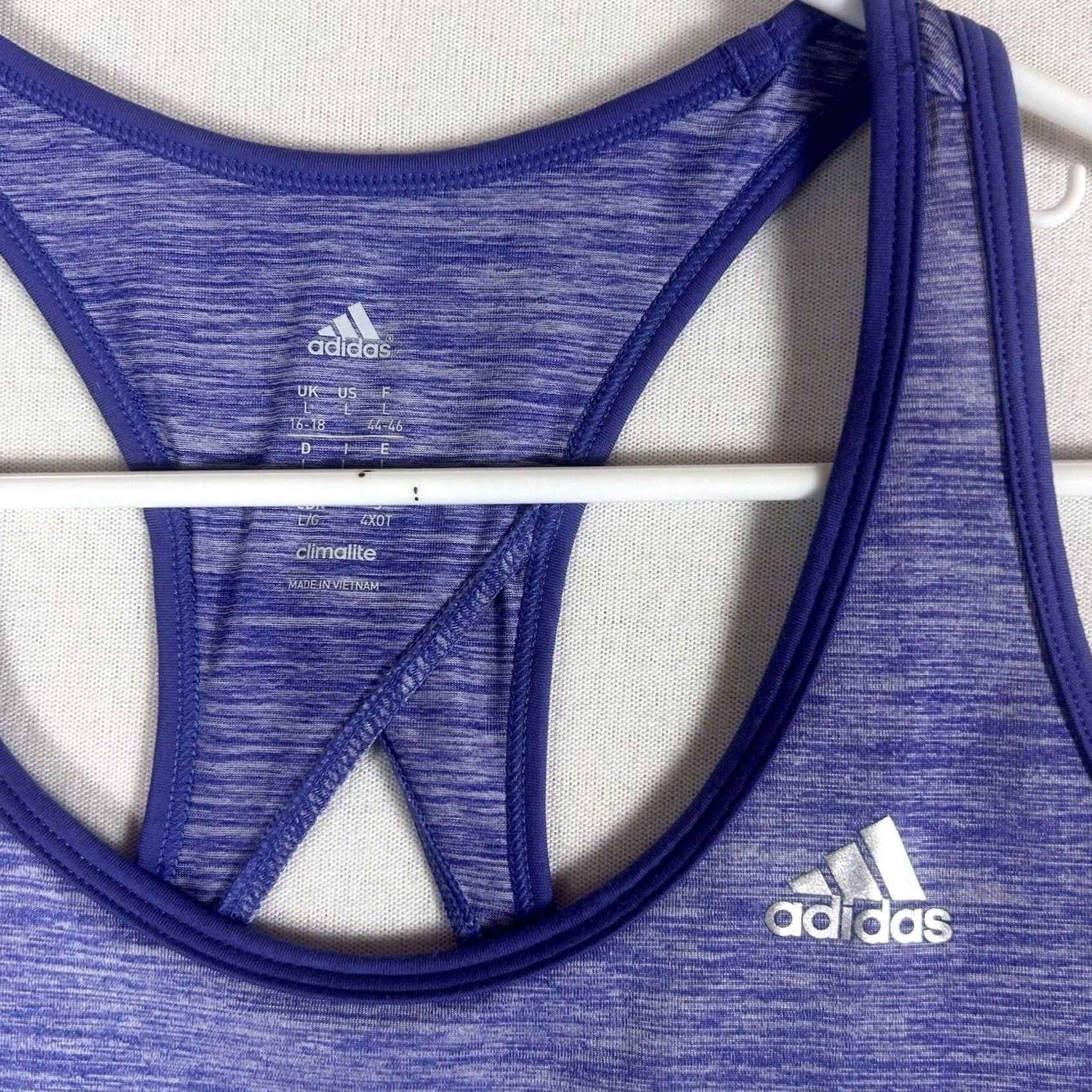 Adidas Adidas Climalite Womens Large Blue Crossback Tank Top Gym Fitness Racerback Pullover Athletic Activewear Size L / US 10 / IT 46 - 2 Thumbnail