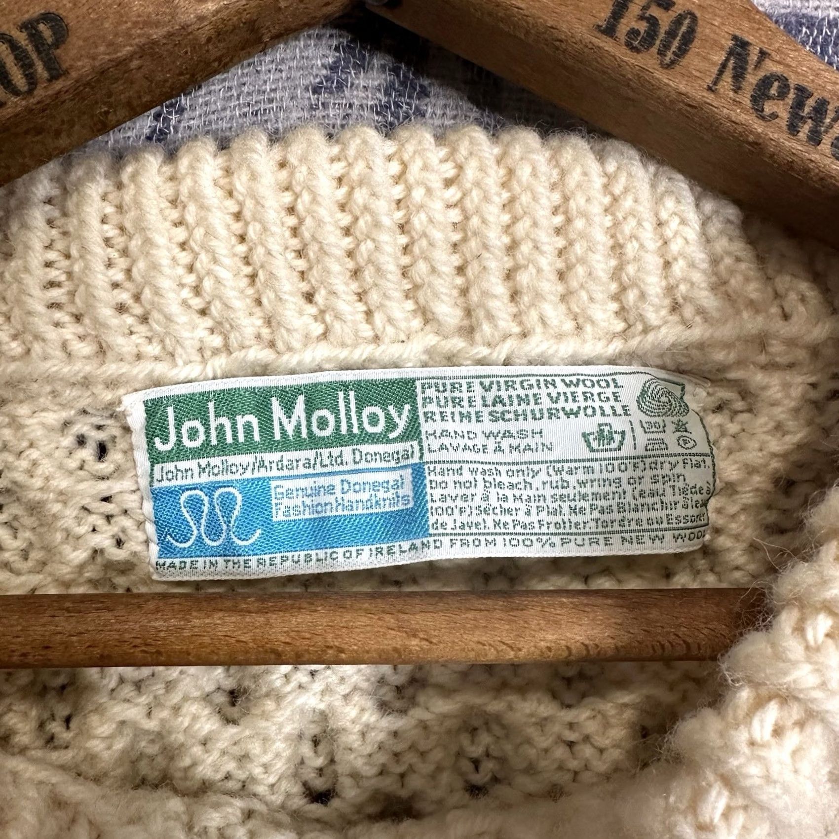 Vintage VINTAGE John Molloy Irish Aran Fisherman Wool Sweater Cream Adult L/XL Size US XL / EU 56 / 4 - 4 Thumbnail