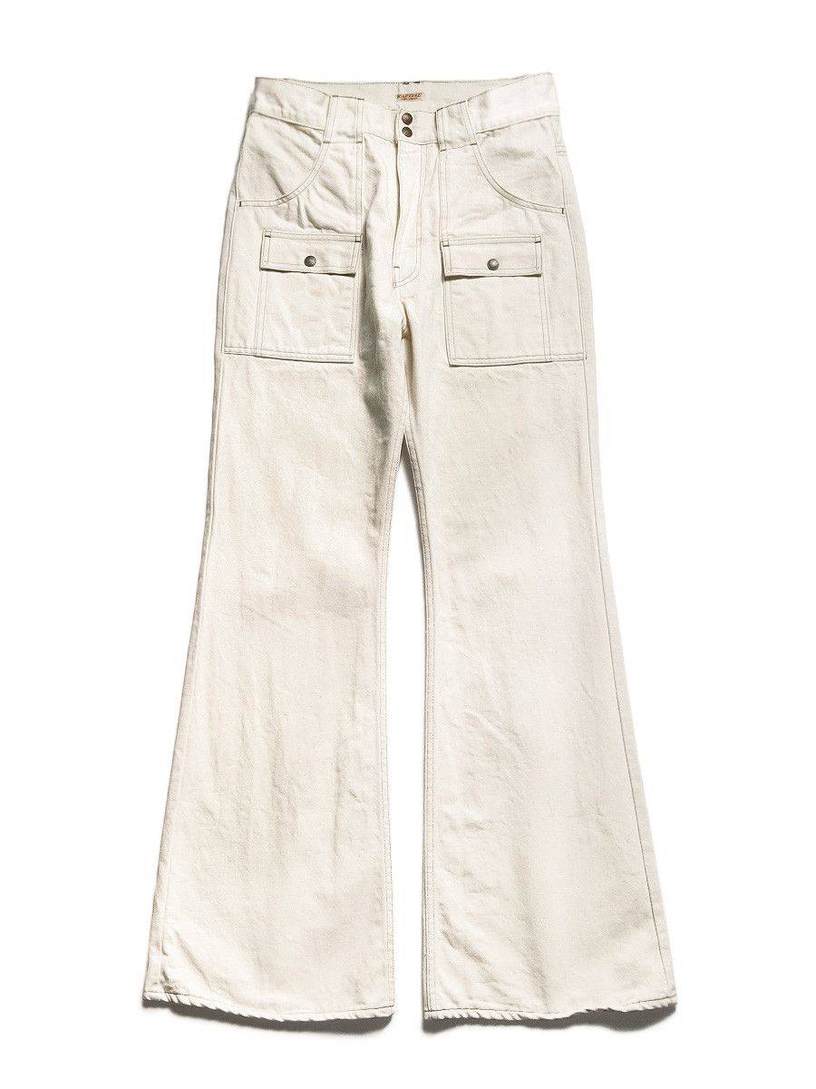 image of Kapital 14Oz White Denim Bush Flared Pants in Cream, Men's (Size 32)