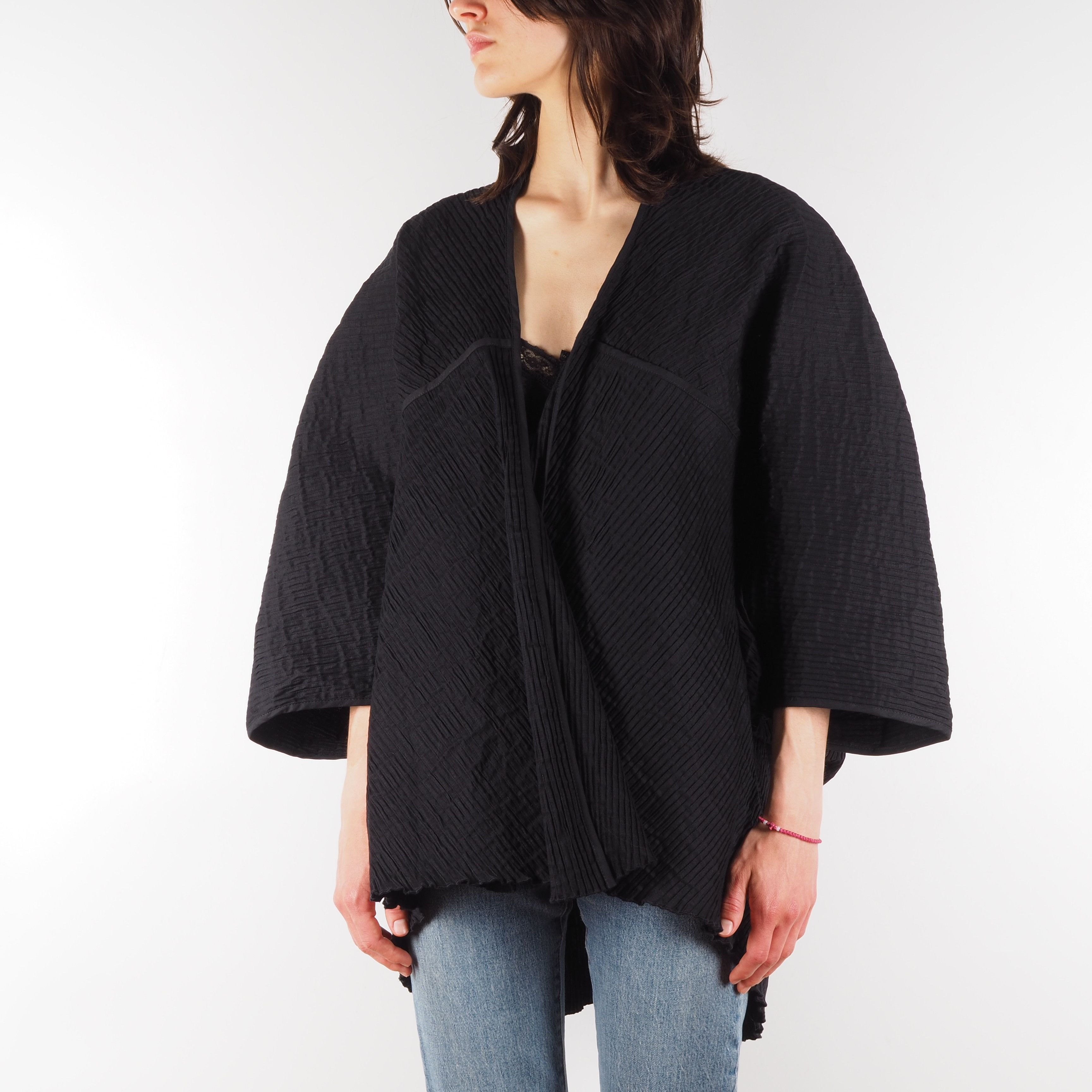 OSKA Oska Black Textured Pleats Oversized Kimono Jacket Size ONE SIZE - 2 Thumbnail