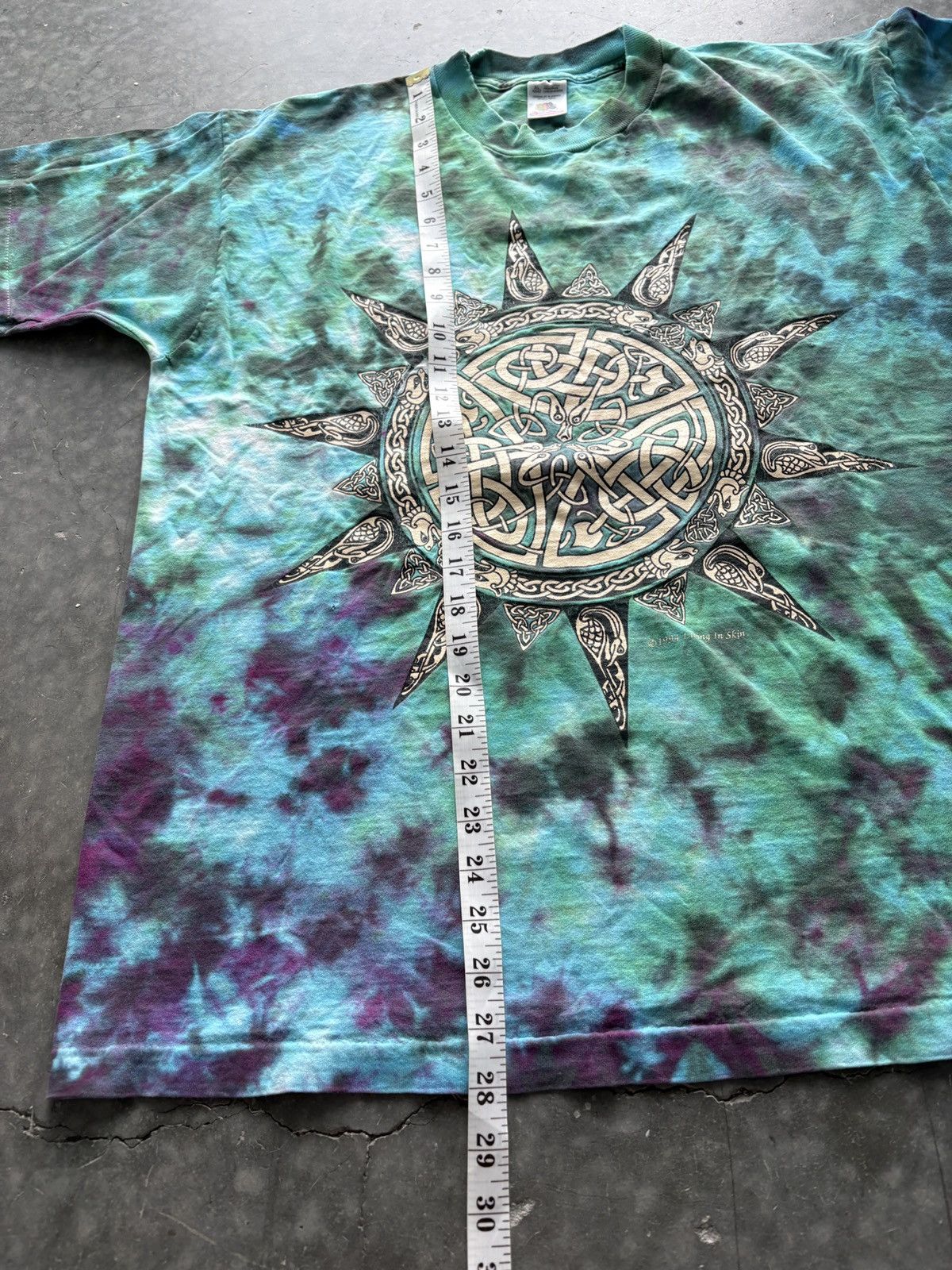 Vintage Vintage 90s Living in Skin Tie Dye Celtic Graphic Tee Size US XL / EU 56 / 4 - 14 Thumbnail