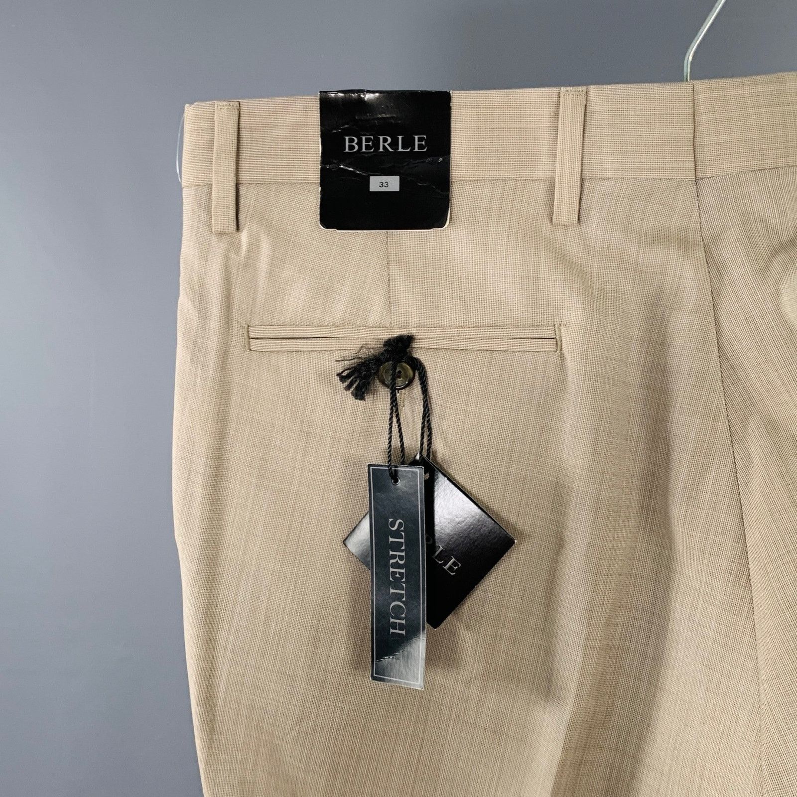 Berle BERLE Size 33 Taupe Woven Wool Blend Flat Front Casual Pants Size US 33 - 3 Thumbnail