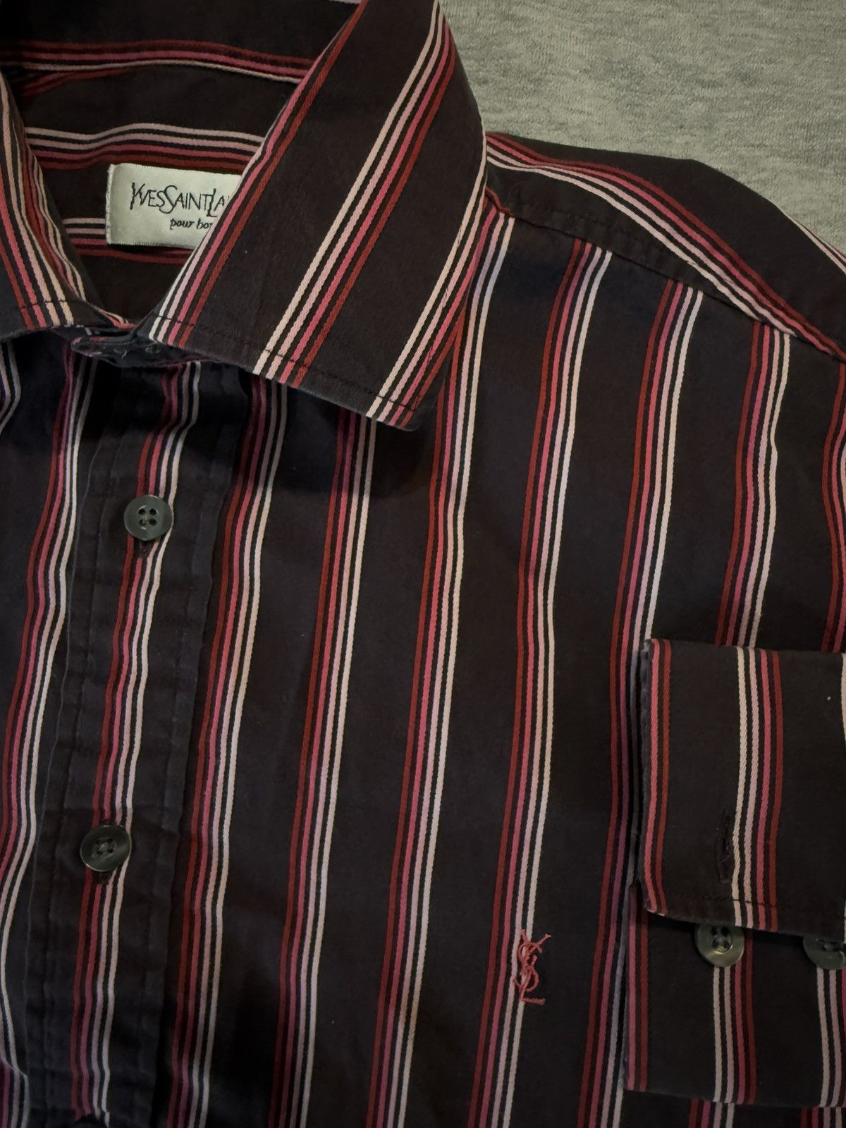 Yves Saint Laurent Black/Red YSL Shirt Striped Size US M / EU 48-50 / 2 - 8 Thumbnail