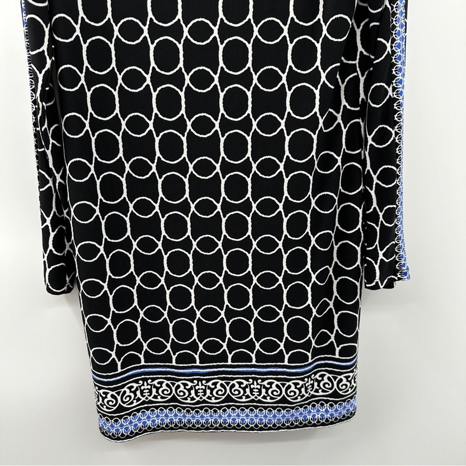 Joseph Ribkoff Joseph Ribkoff Black White Blue Long Sleeve Shift Dress Sz 8 Size M / US 6-8 / IT 42-44 - 5 Thumbnail