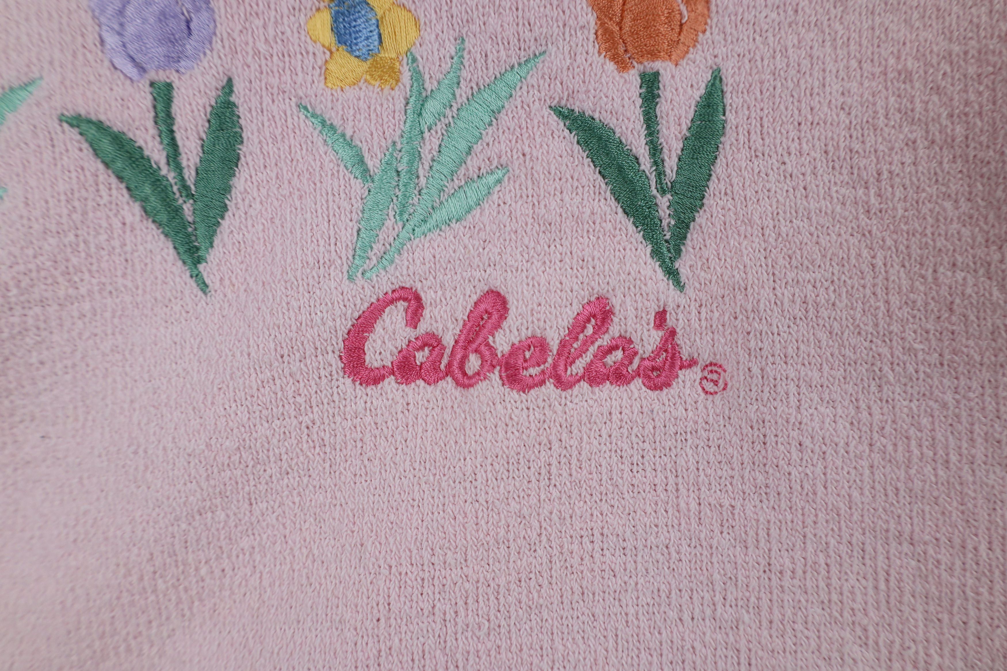 Cabelas × Vintage Vintage 90s Cabelas Flower Terry Cloth Sweatshirt Pink Size M / US 6-8 / IT 42-44 - 5 Thumbnail