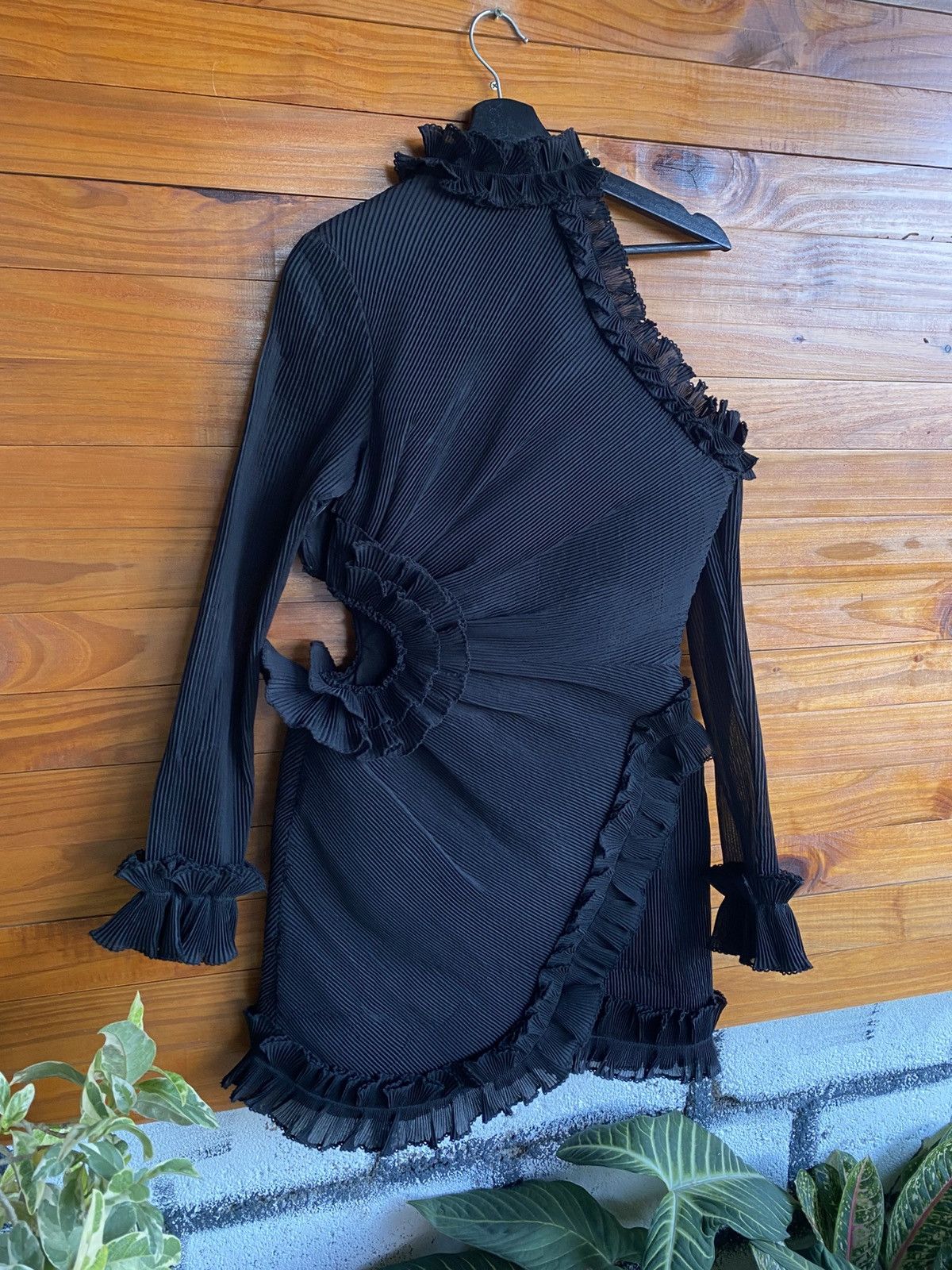 Zimmermann Black Pleated Ruffle Mini Dress Designer Evening Dress Size M / US 6-8 / IT 42-44 - 13 Thumbnail