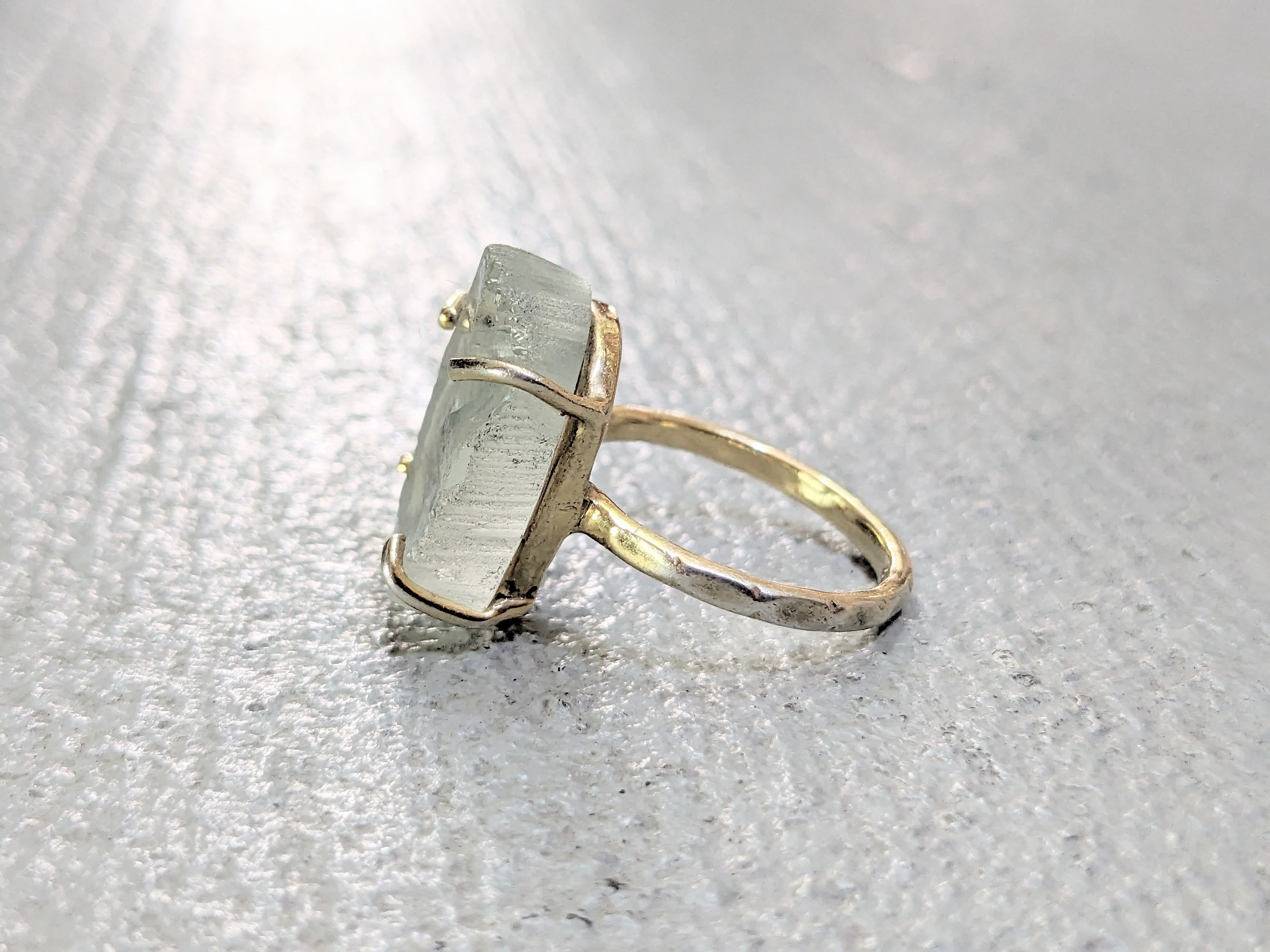 Jewelry Vintage Sterling Silver Ring Glass 7.75 Modern Gold Plated Size ONE SIZE - 4 Thumbnail