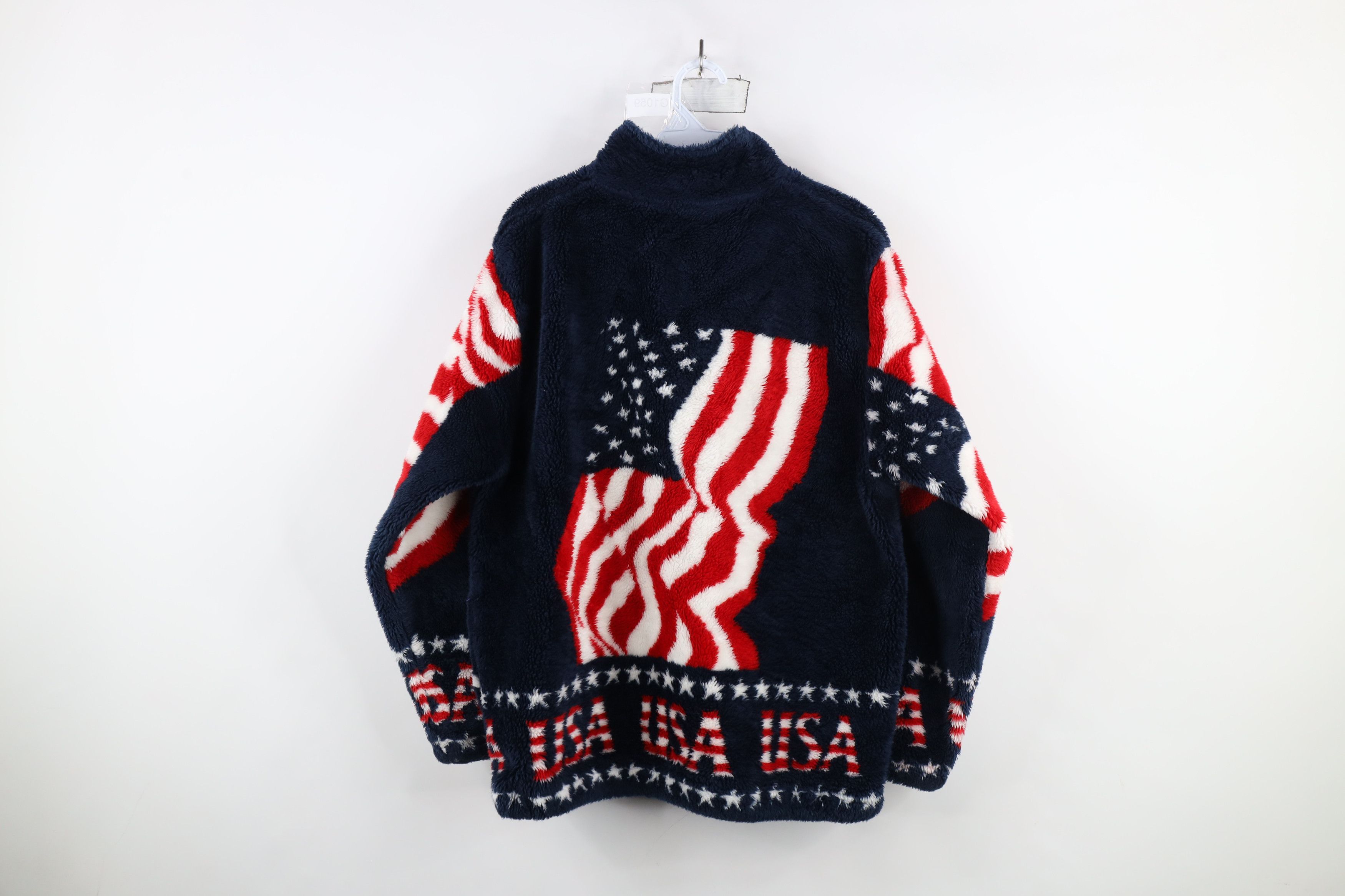 Vintage Vintage 90s Streetwear Flag All Over Print Fleece Jacket USA Size US L / EU 52-54 / 3 - 13 Thumbnail