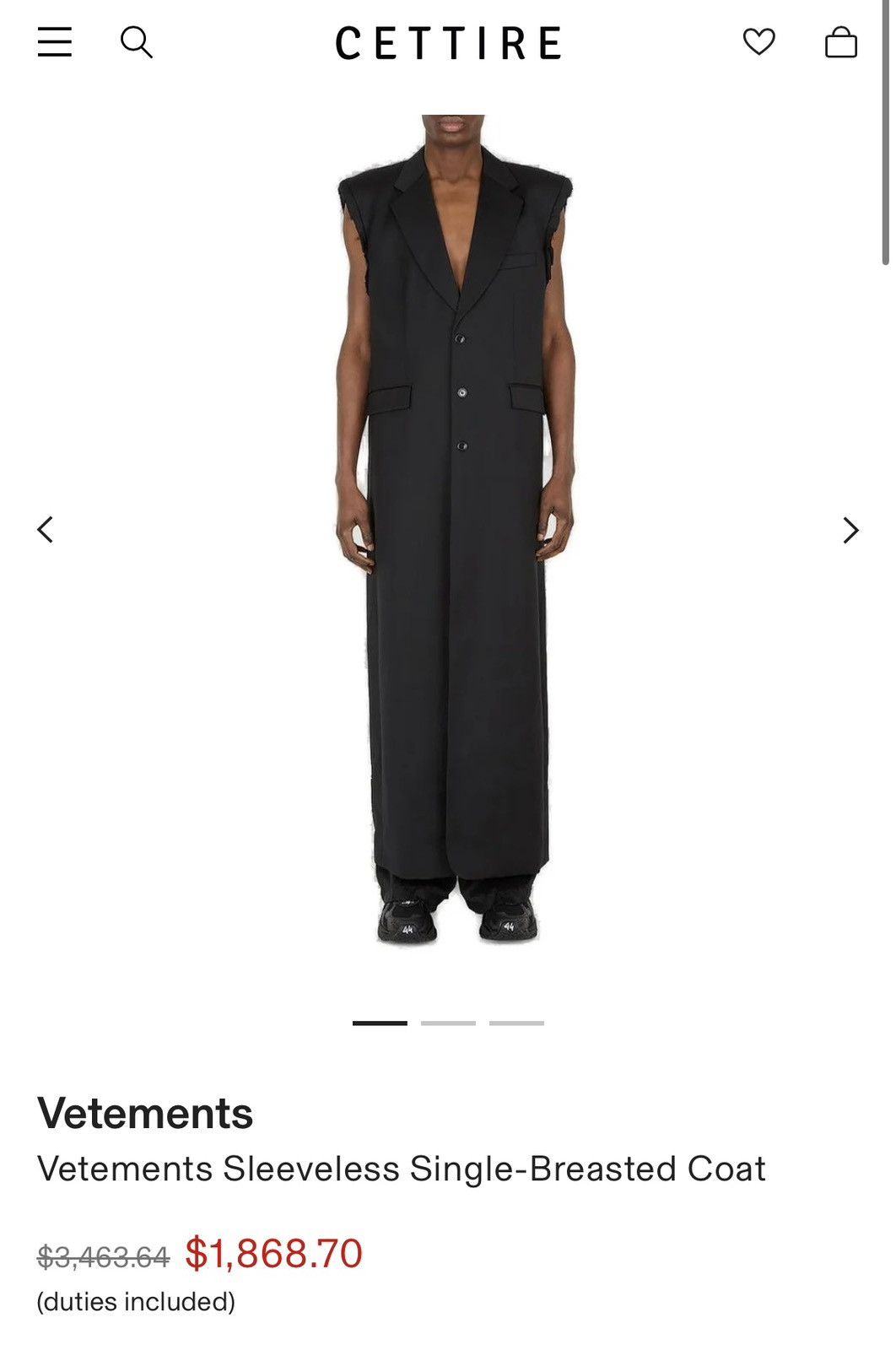 Vetements Vetements Sleeveless Single-Breasted Coat Size 50R - 10 Thumbnail