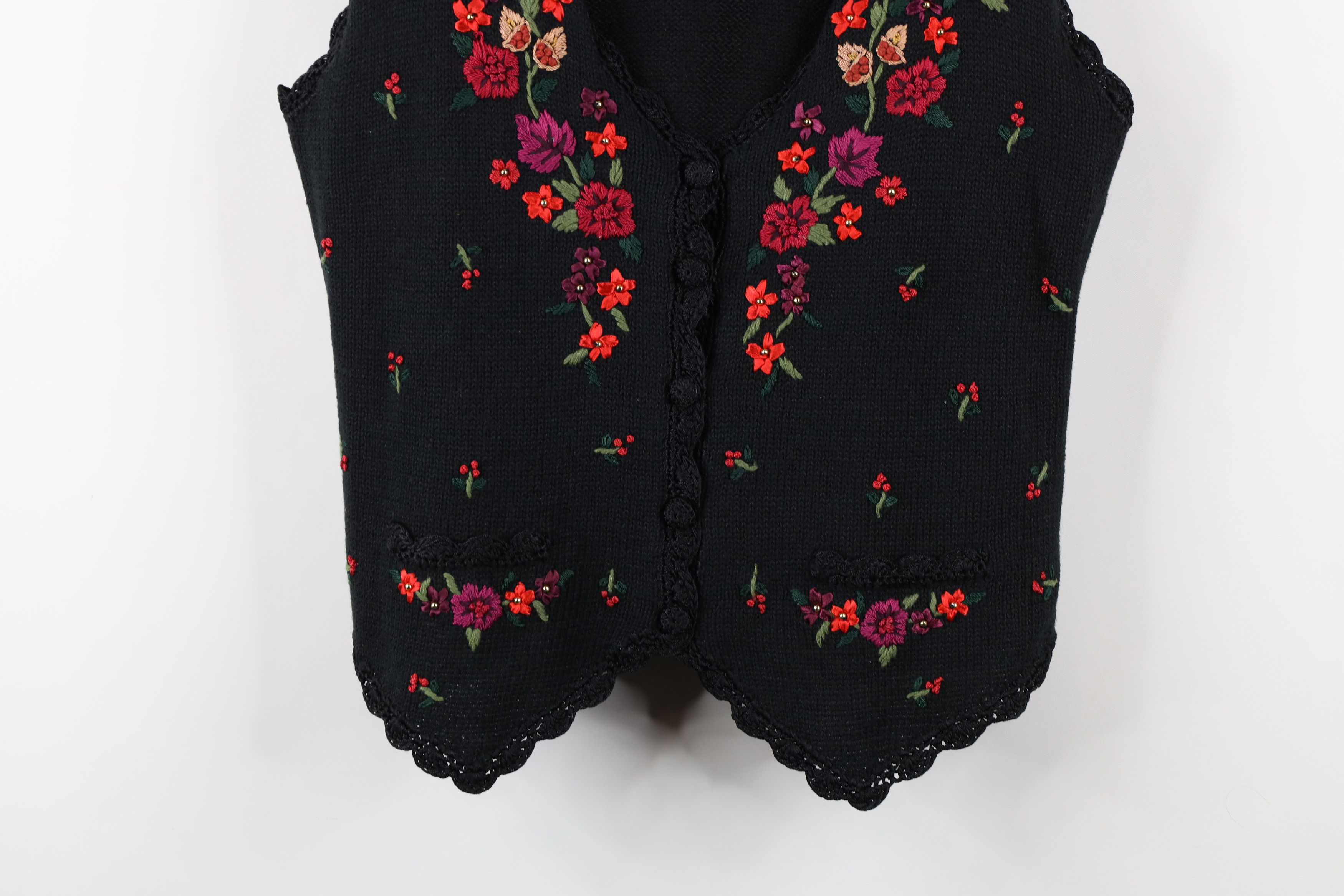 Vintage Vintage 90s Streetwear Flower Lace Knit Sweater Vest Size M / US 6-8 / IT 42-44 - 3 Thumbnail