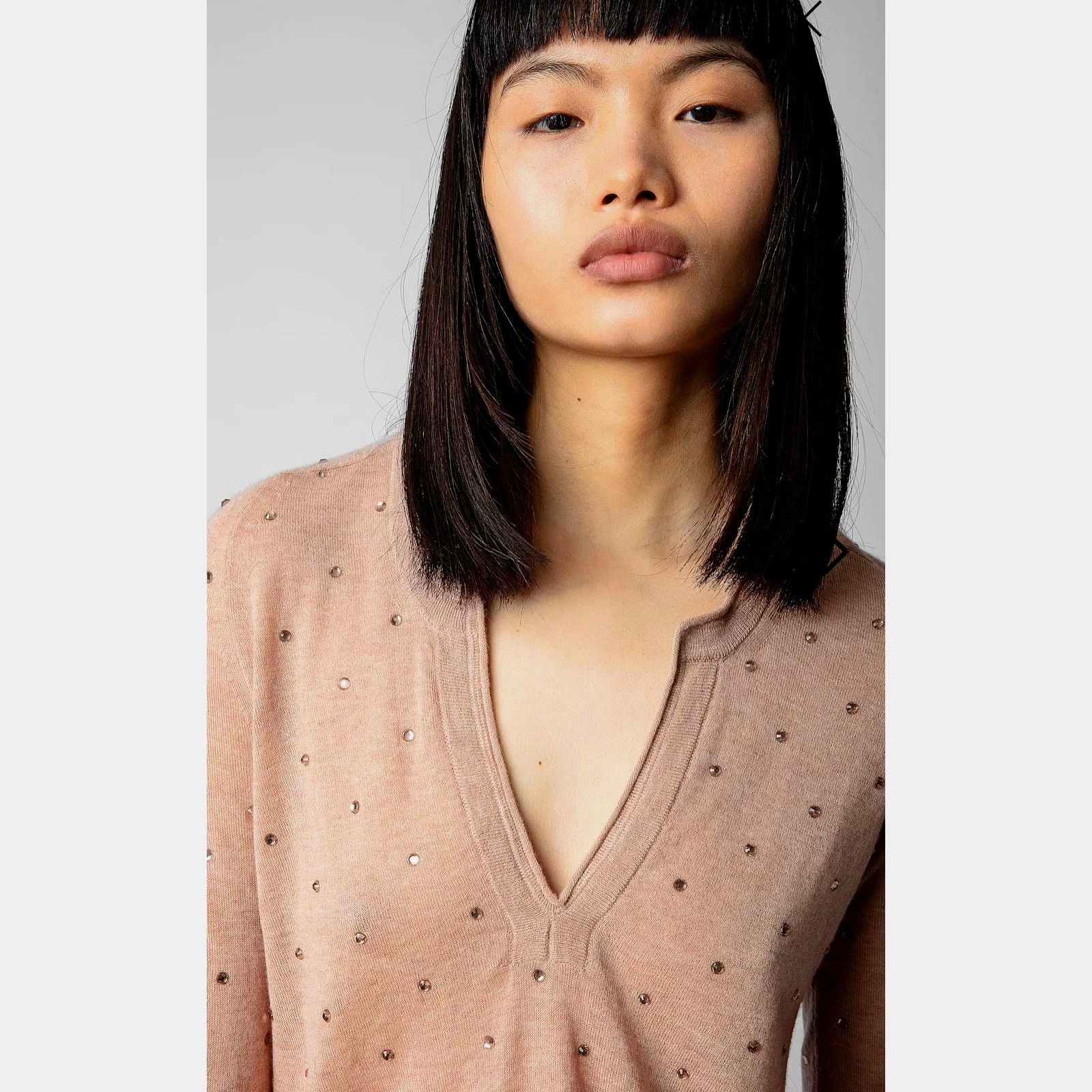 Zadig & Voltaire Zadig & Voltaire Riviera Rhinestone Cashmere Sweater Blush M Size M / US 6-8 / IT 42-44 - 5 Thumbnail