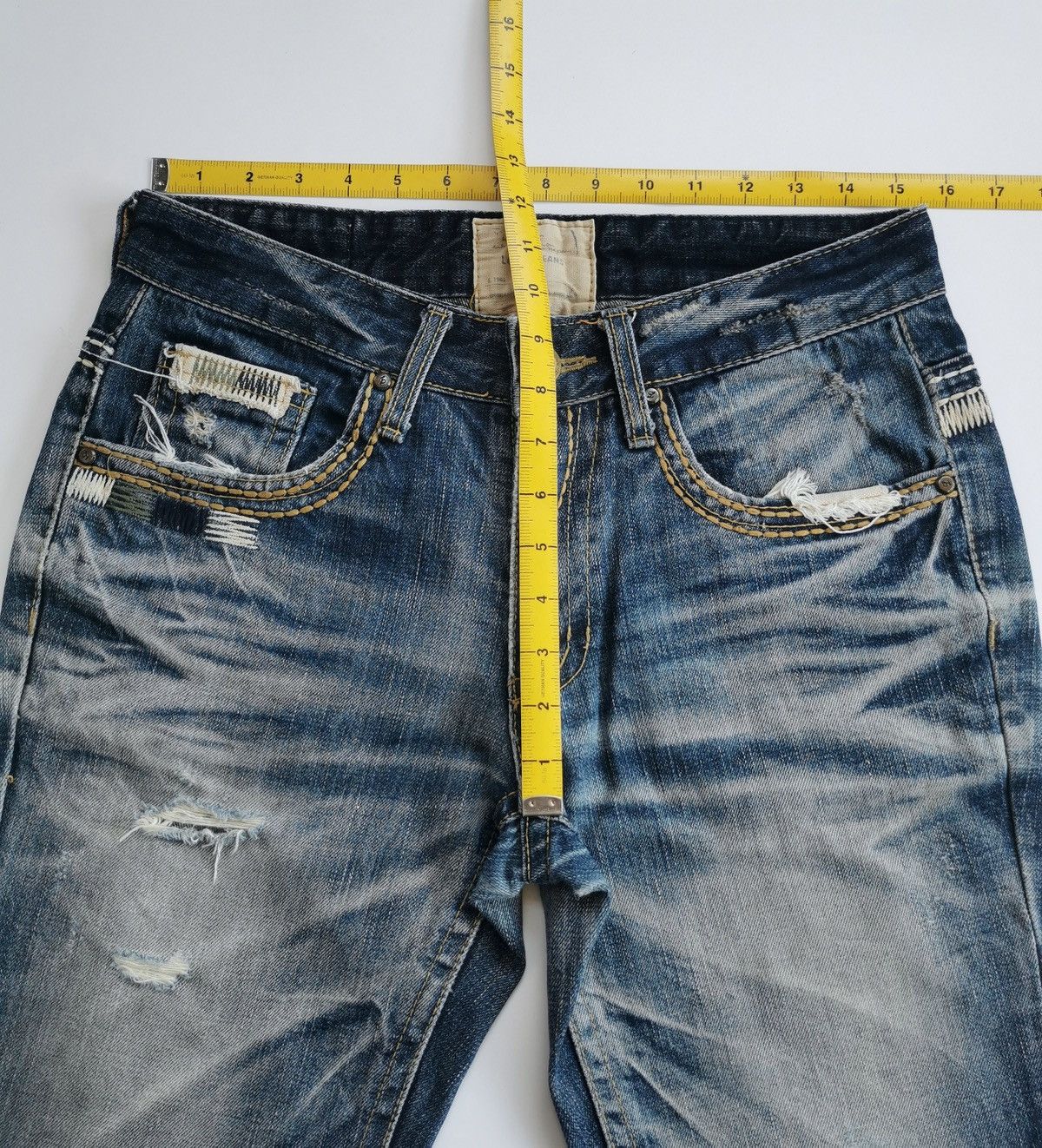 Kapital Lolita Faded Structure Distressed Denim Jeans Size US 31 - 14 Thumbnail