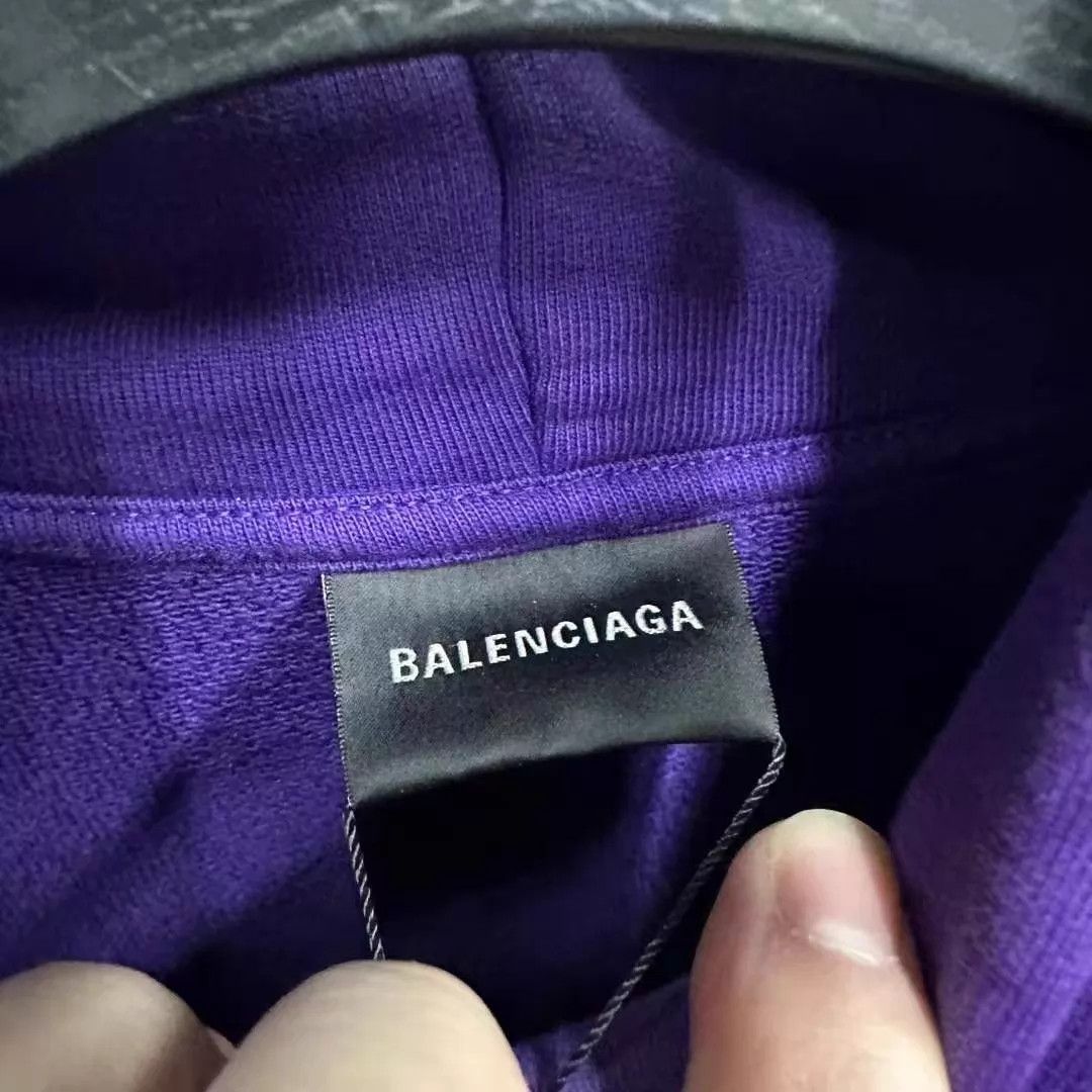 Balenciaga Balenciaga newest front/back embroidered purple hoodie M Size M / US 6-8 / IT 42-44 - 3 Thumbnail