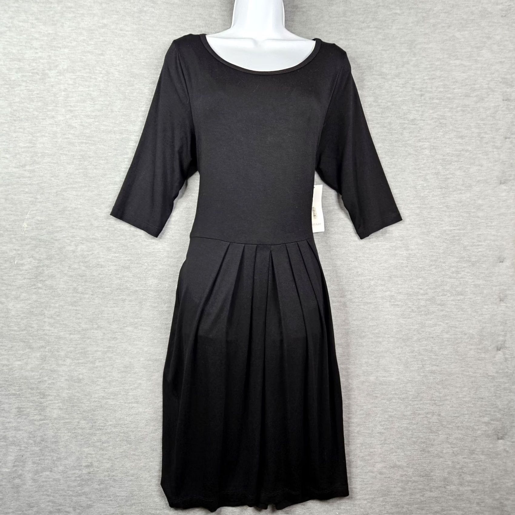Vintage Karen Kane Dress Black 3/4 Sleeve Tie Waist XL Women A-Line Stretch New Size XL / US 12-14 / IT 48-50 - 2 Thumbnail