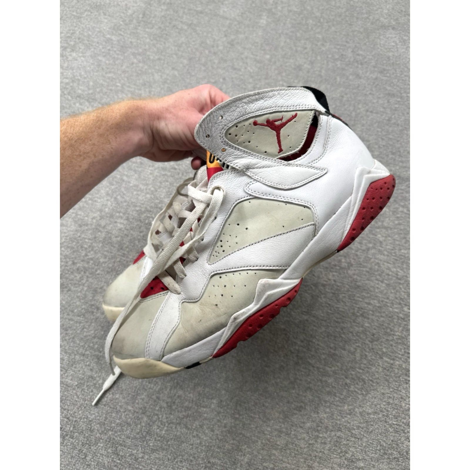 Jordan Brand Air Jordan 7 Retro White Red-Lght Slvr-Trmln Blanc Argent Clair Tourmaline 11.5 Men Sneaker Size US 12 / EU 45 - 4 Thumbnail