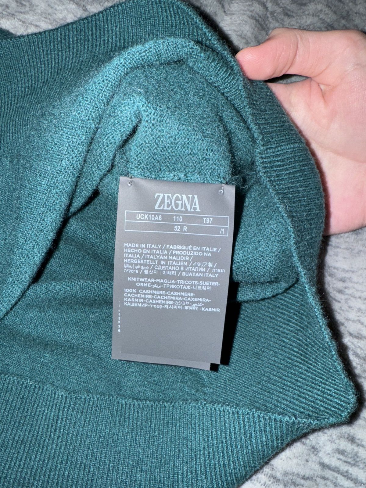 Ermenegildo Zegna Zegna Dark Green Oasi Cashmere Crewneck Sweater Size US L / EU 52-54 / 3 - 5 Thumbnail