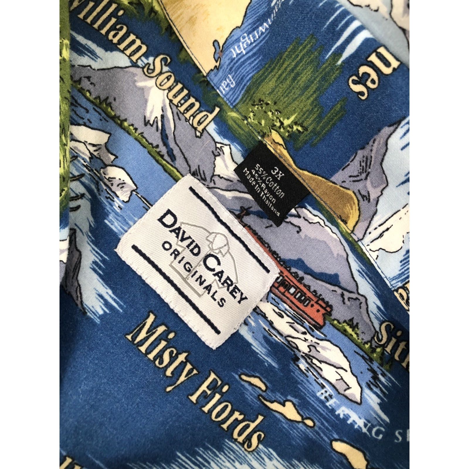 Vintage DAVID CAREY Originals ALASKA THEME Mens 3XL Shirt Size US XXL / EU 58 / 5 - 7 Thumbnail