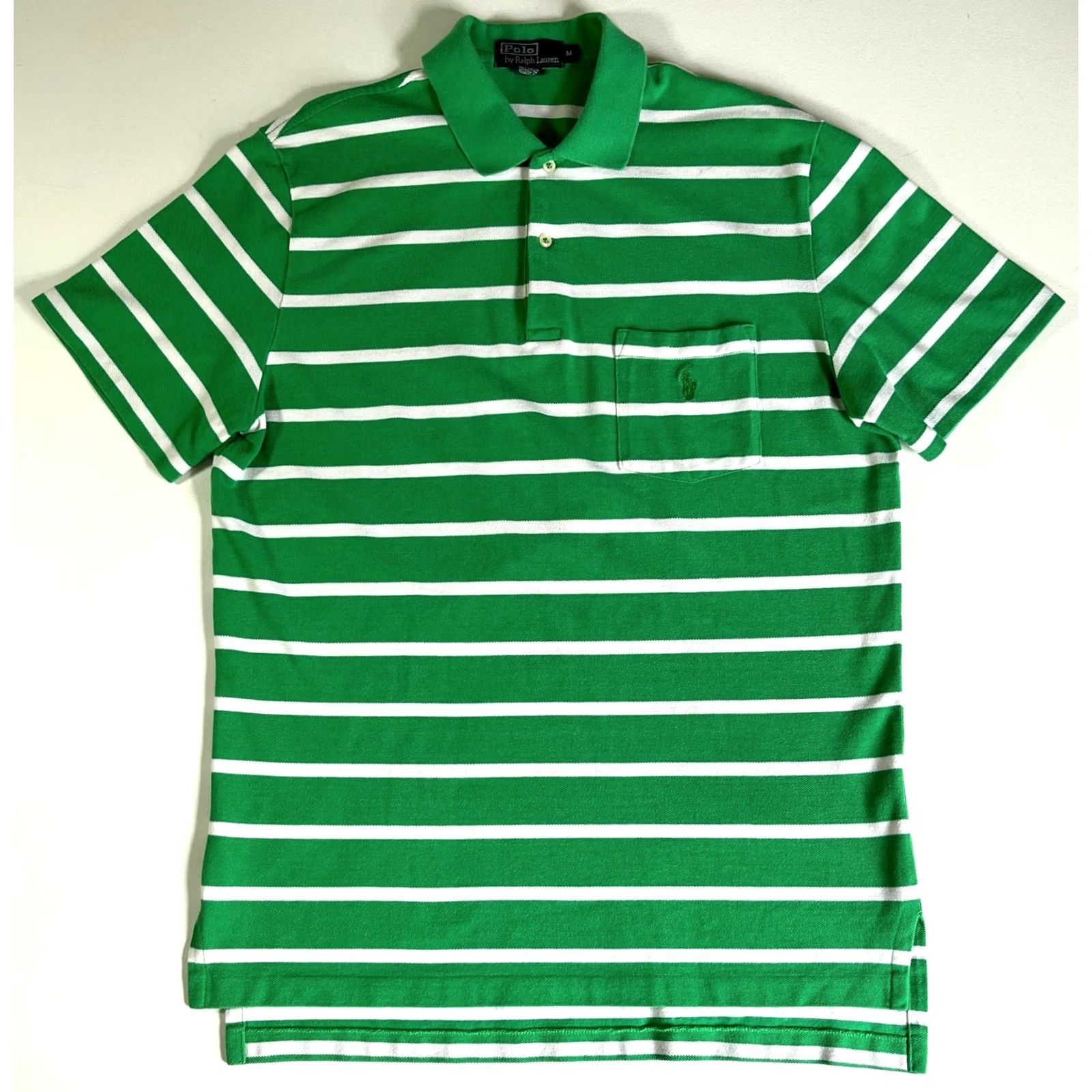Polo Ralph Lauren Polo Ralph Lauren Polo Shirt Striped Mens Short Sleeve Polo Shirt Sz M Vintage Green White Embroidered Logo Size US M / EU 48-50 / 2 - 3 Thumbnail