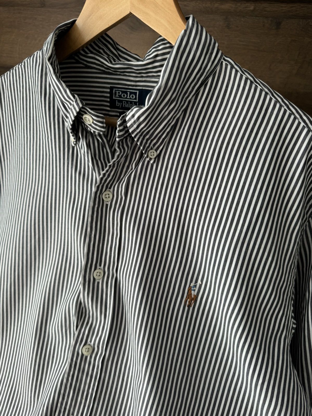 Polo Ralph Lauren × Vintage Polo Ralph Lauren Striped Classic Fit White Grey Shirt Size US XL / EU 56 / 4 - 3 Thumbnail