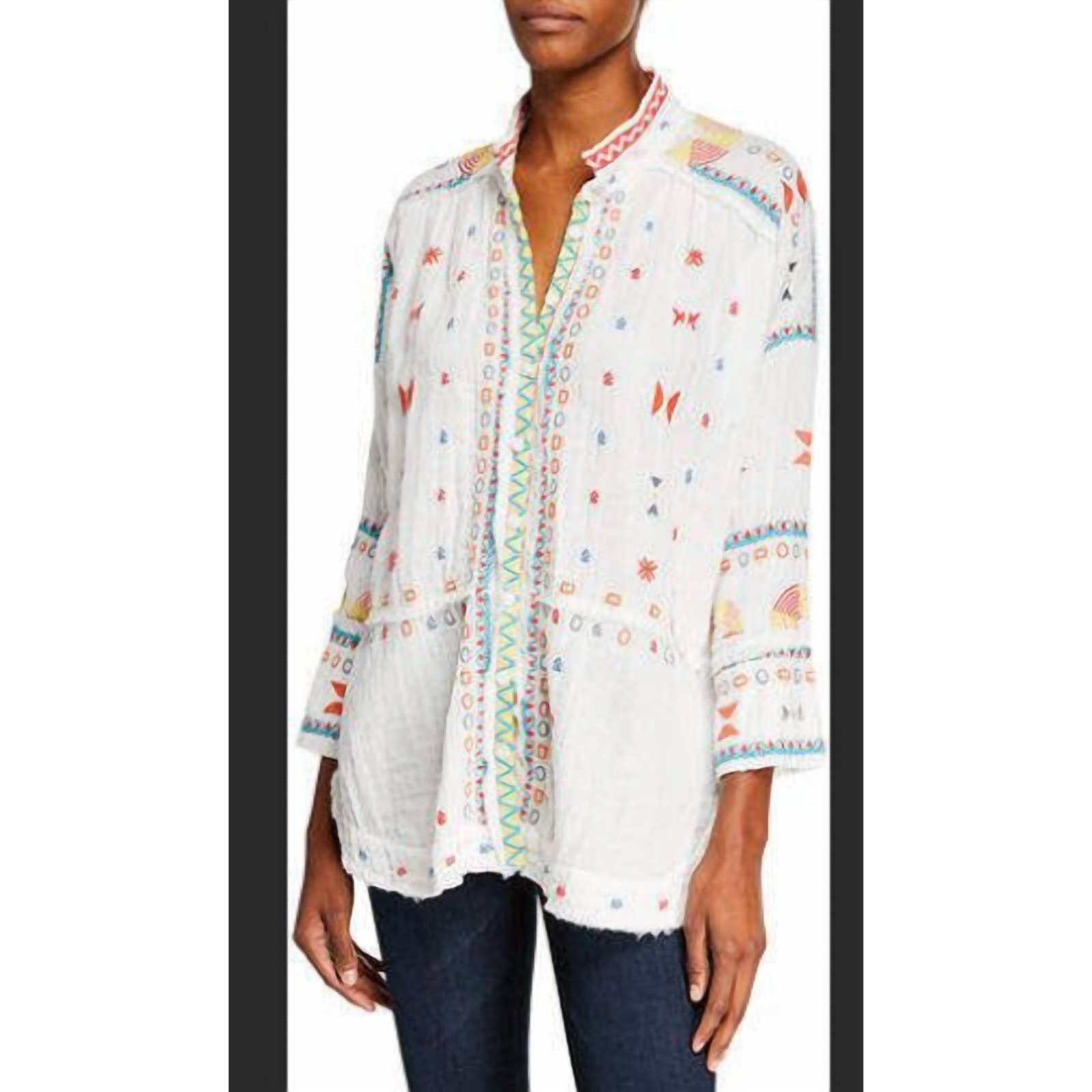 Johnny Was Ela Gauze Blouse In Wht Grailed