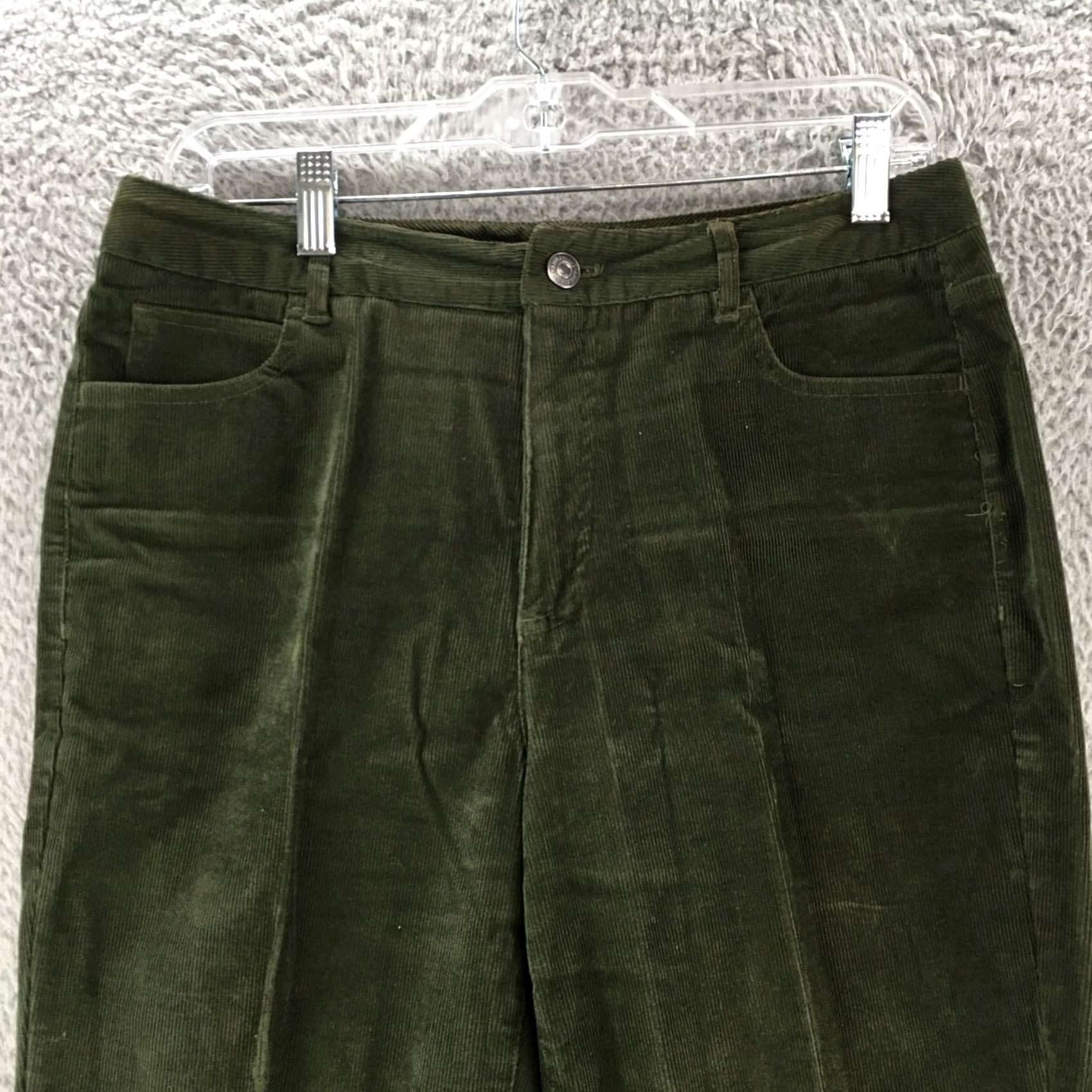 Vintage Appleseed's Straight Leg Corduroy Pants Womens 8P Green HI-Rise Zip Fly Button Size 30" / US 8 / IT 44 - 2 Thumbnail