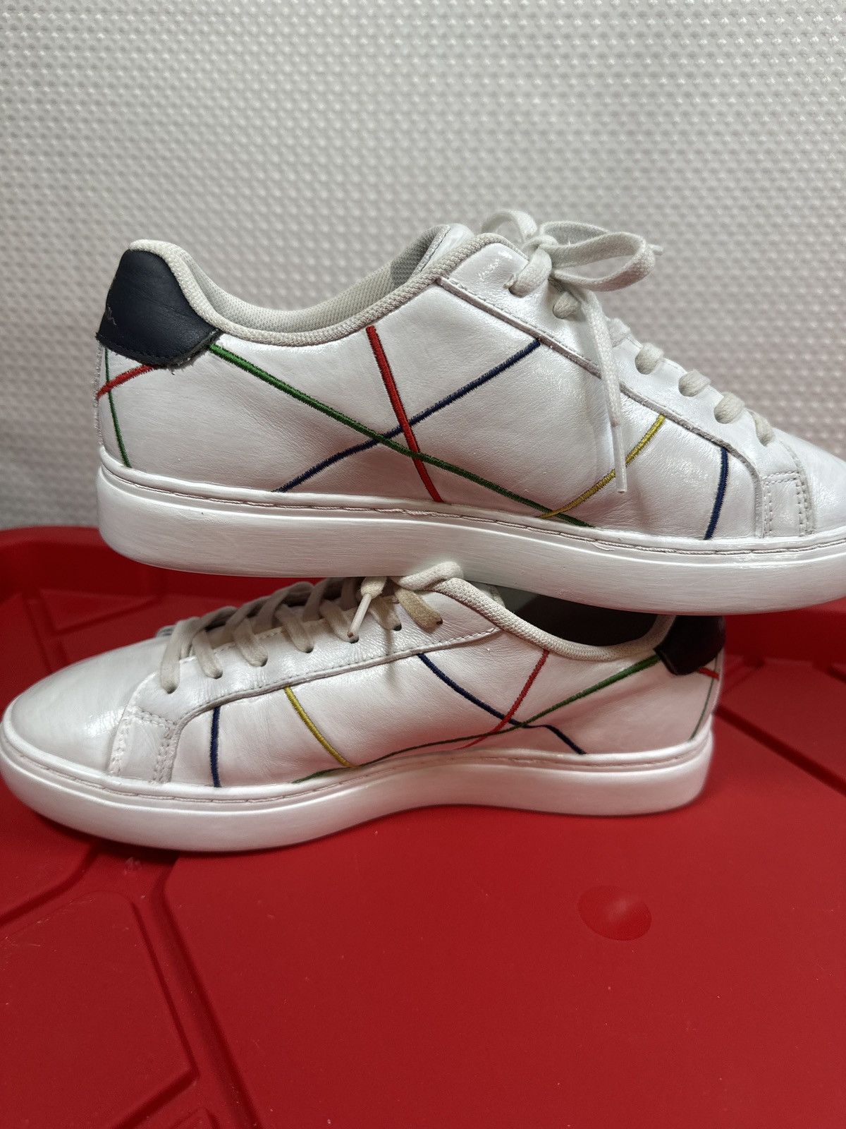 Paul Smith PAUL SMITH Leather Abstract Stripe Rex Sneakers Size US 7 / EU 40 - 8 Thumbnail