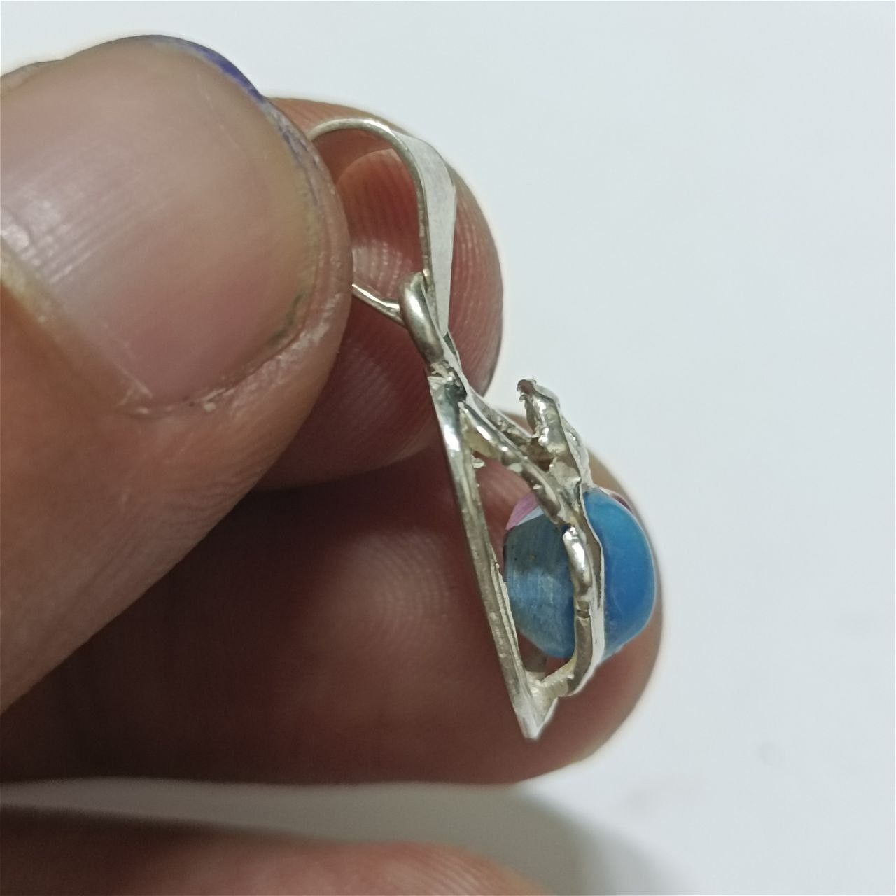 Other 925 silver scarab pendant red blue stone handmade Egyptian Size ONE SIZE - 2 Thumbnail
