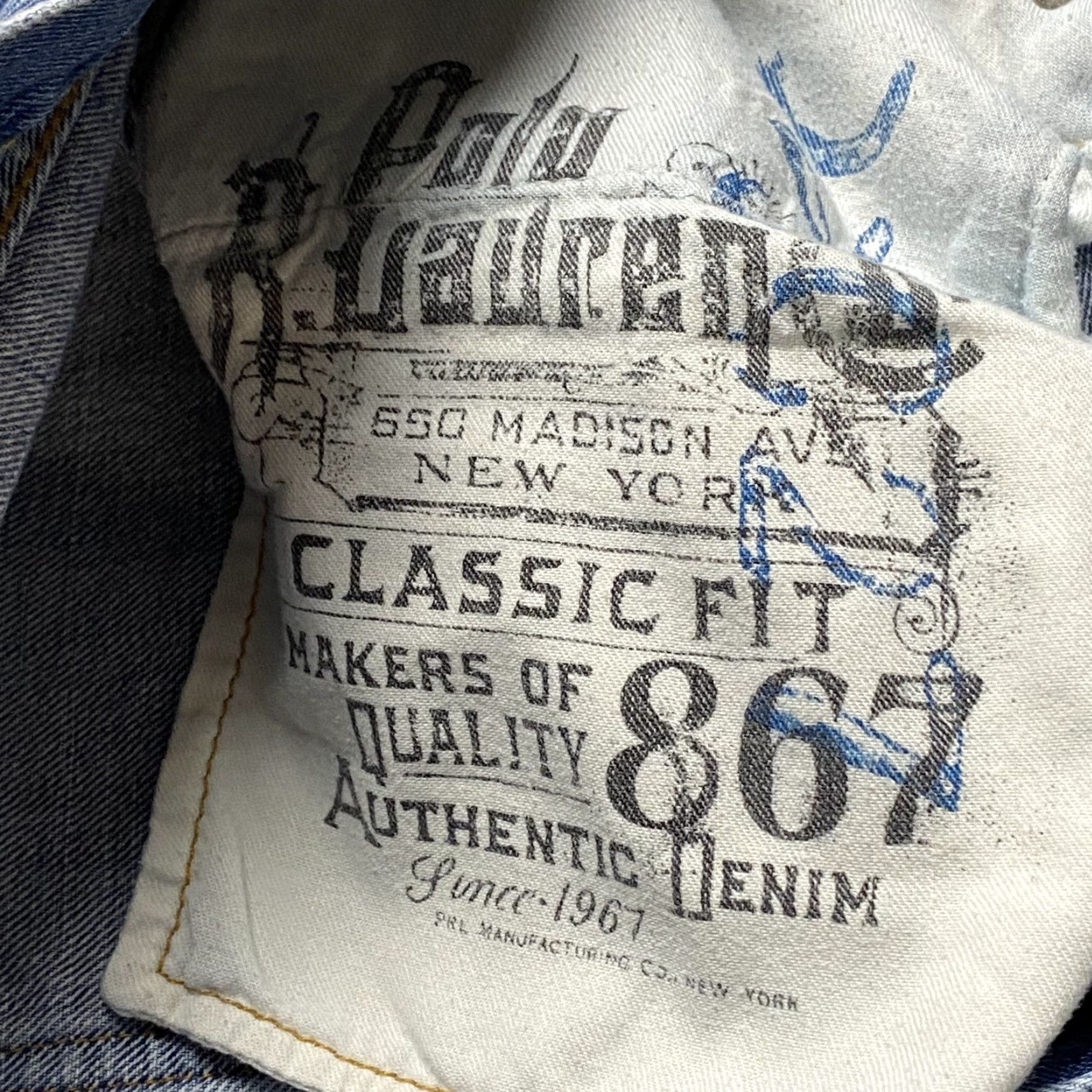 Polo Ralph Lauren POLO RALPH LAUREN 867 MENS JEANS 38x32 CLASSIC FIT STRAIGHT LEG DISTRESSED BLUE DENIM Size US M / EU 48-50 / 2 - 6 Thumbnail