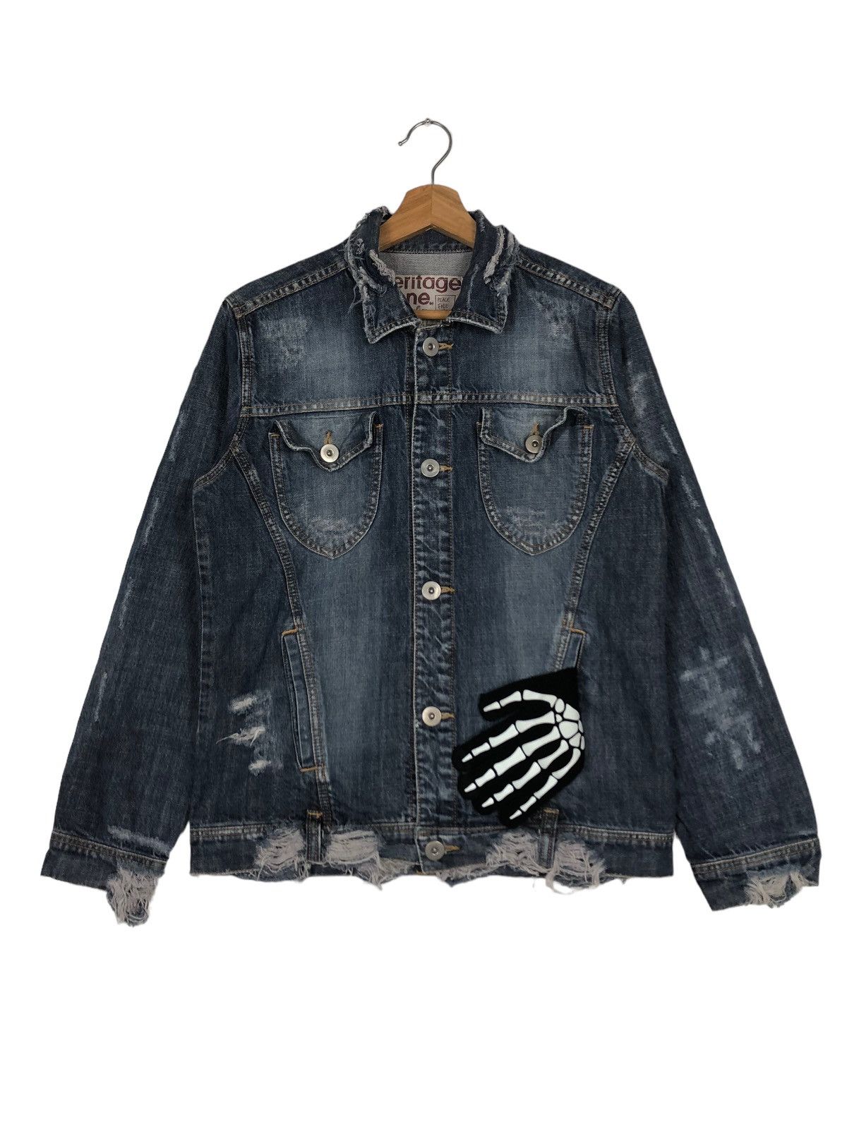 Japanese Brand 🔥Rare Distressed Denim Jacket Punk Design Herritage Stone Size US M / EU 48-50 / 2 - 1 Thumbnail