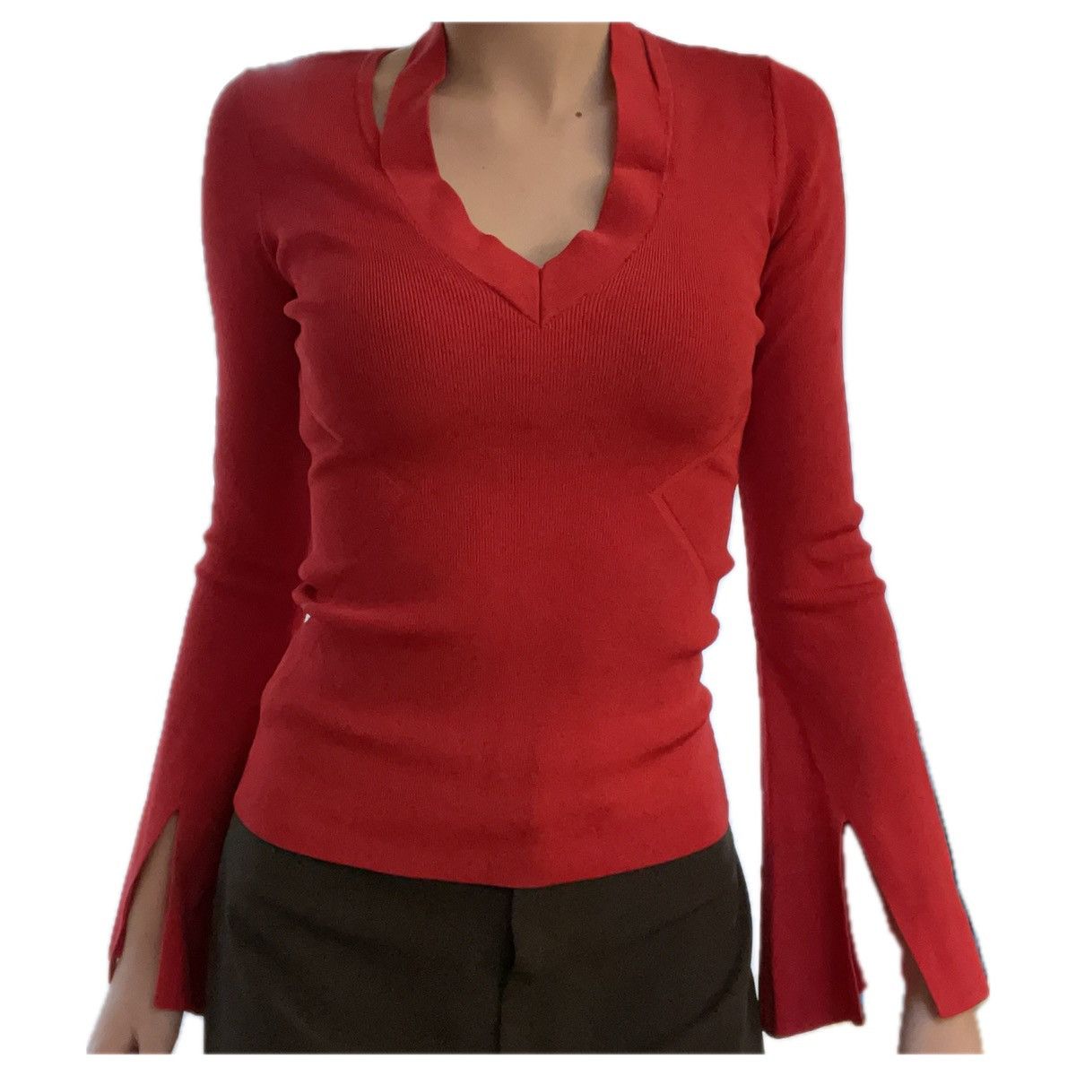 Georges Marciano × Guess Marciano Red V Neck Sweater Size XS / US 0-2 / IT 36-38 - 1 Thumbnail