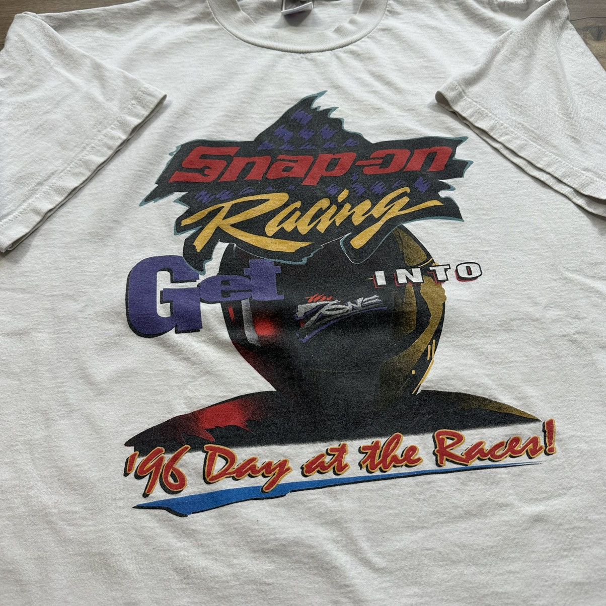 Jerzees Vintage 1996 Snap On Racing Day at the Race Graphic Tee Size US XL / EU 56 / 4 - 6 Thumbnail