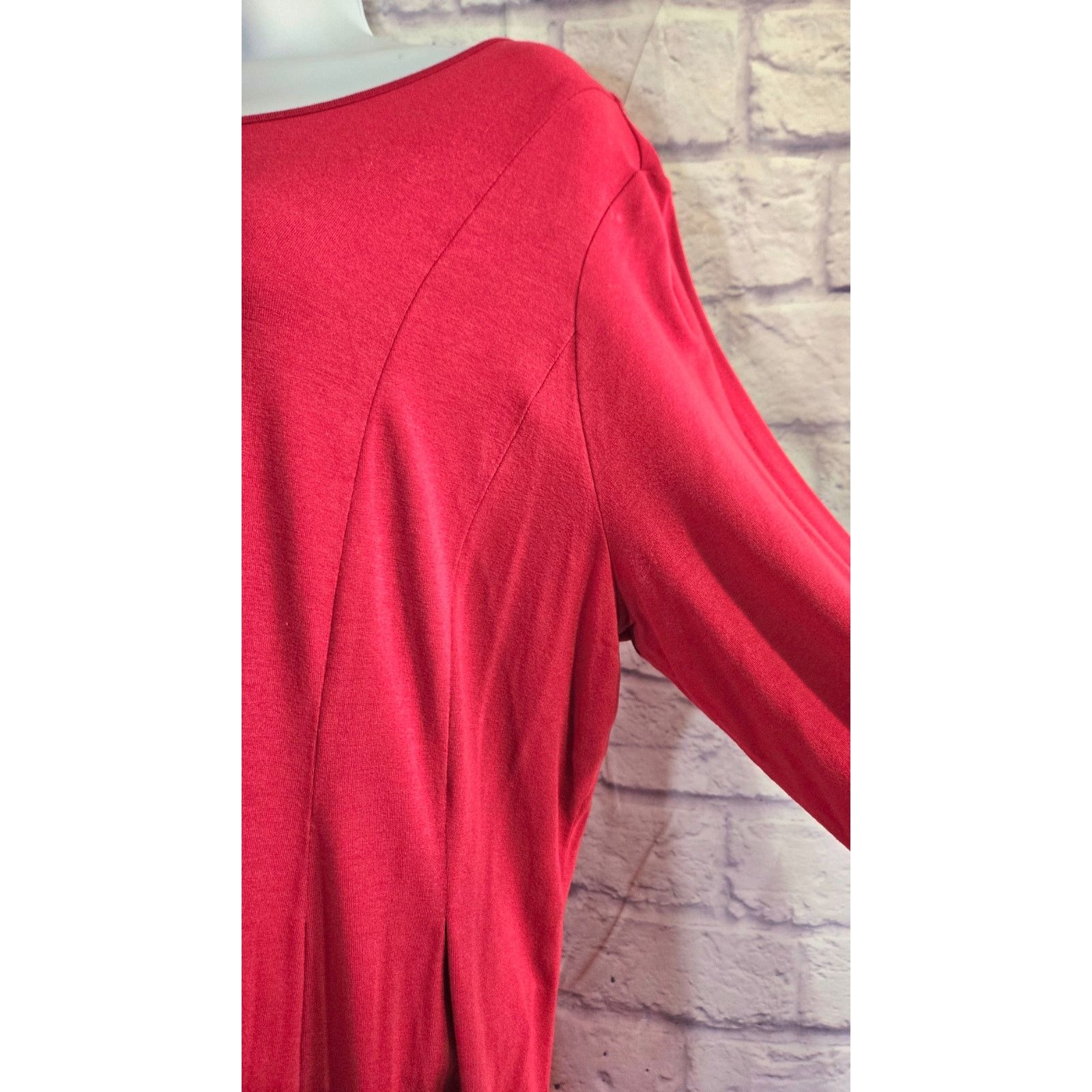 J. Jill J. Jill Red Long Sleeve Liquid Knit Top Large Petite Size L / US 10 / IT 46 - 2 Thumbnail