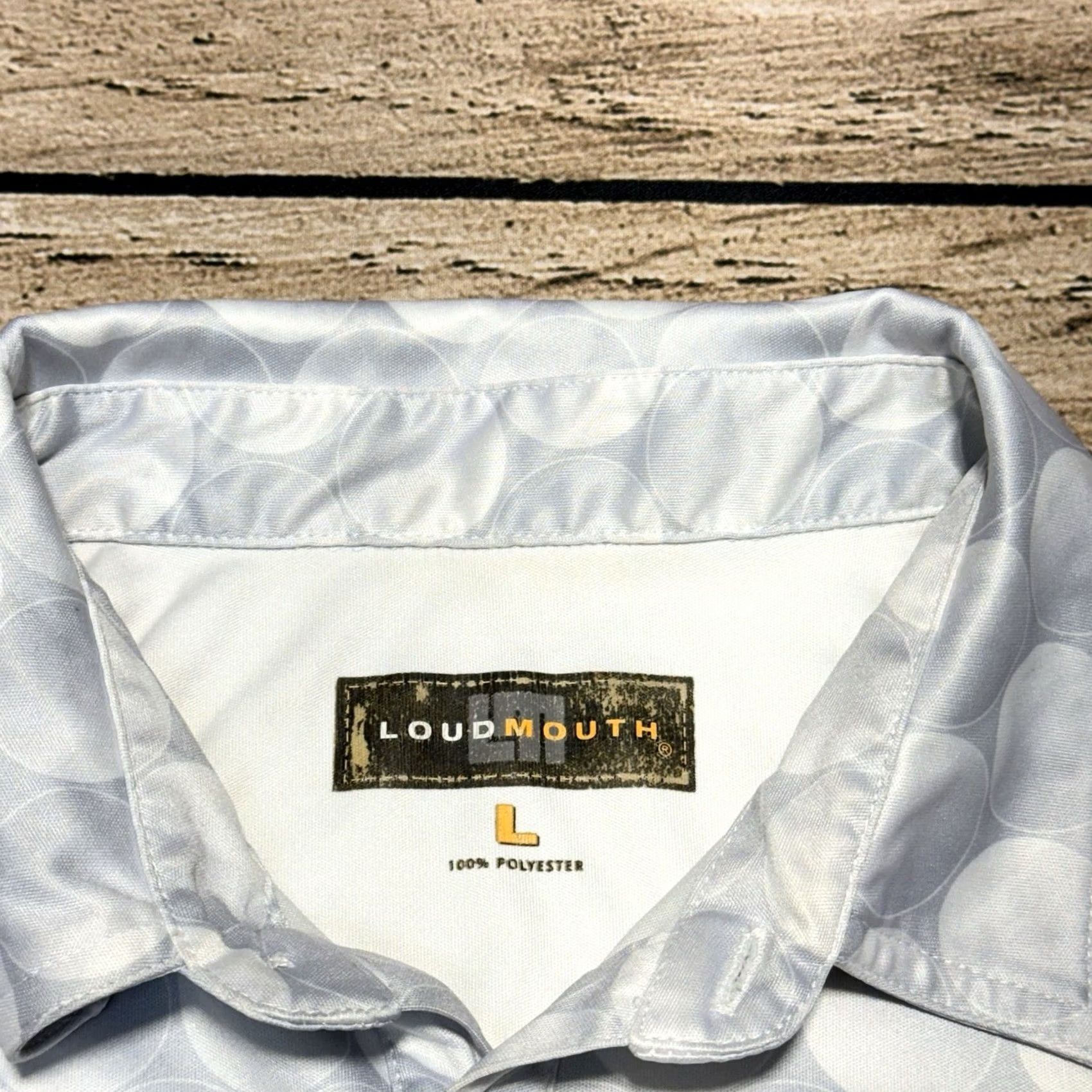 Vintage Loudmouth Golf Polo Shirt Mens L Gray Geometric Golf Performance Stretch Active 41 Size US L / EU 52-54 / 3 - 3 Thumbnail