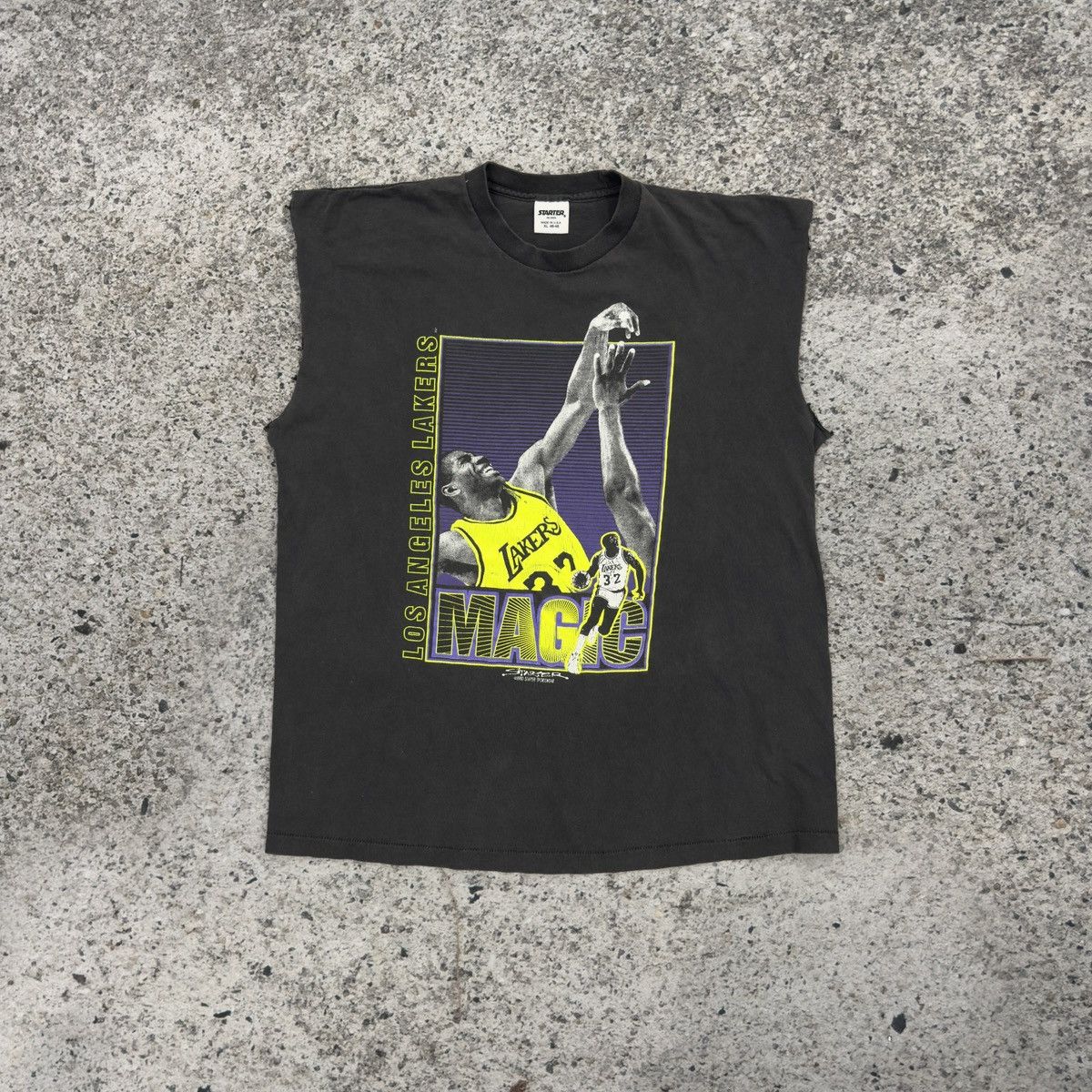 Vintage 90s Magic Johnson Starter Faded Thrashed Tank Top Tee Size US XL / EU 56 / 4 - 1 Thumbnail