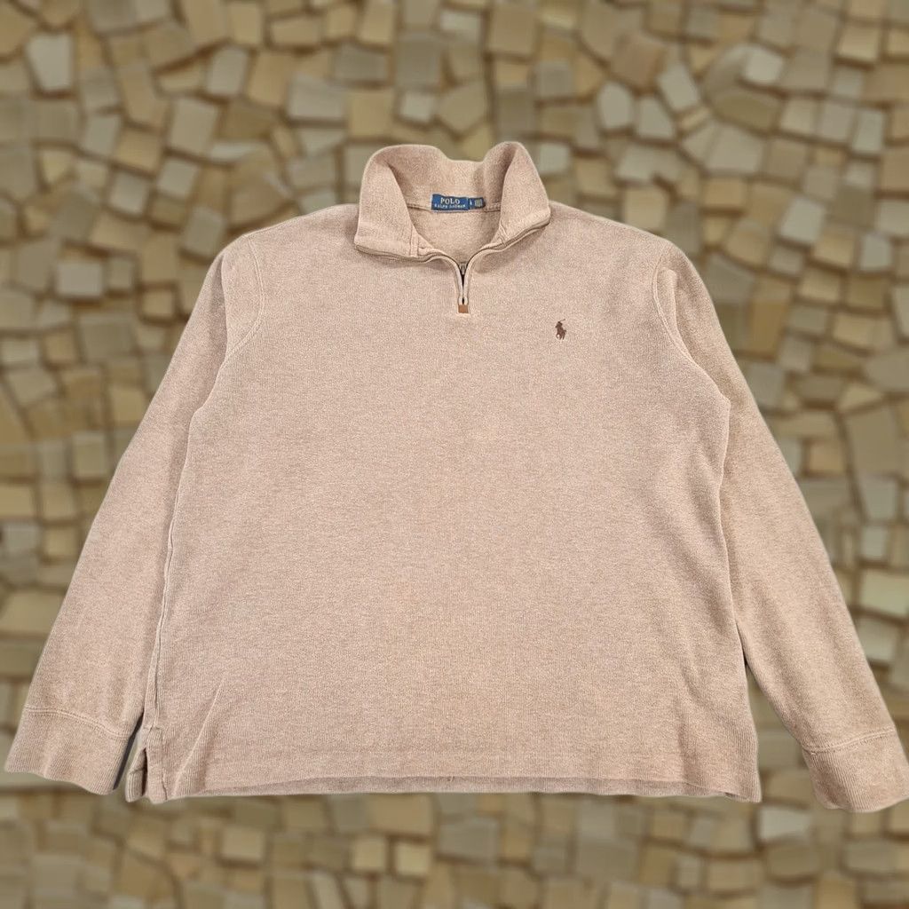 Polo Ralph Lauren Polo Ralph Lauren Mens Jumper Brown Large Quarter Zip Knit Pullover Cotton Size US M / EU 48-50 / 2 - 1 Thumbnail