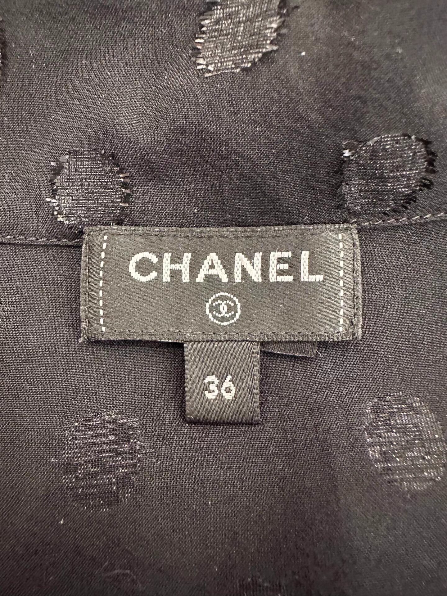 Chanel Chanel CC Polka Dot Black Iridescent Cutout Shirt Jacket Size XS / US 0-2 / IT 36-38 - 6 Thumbnail