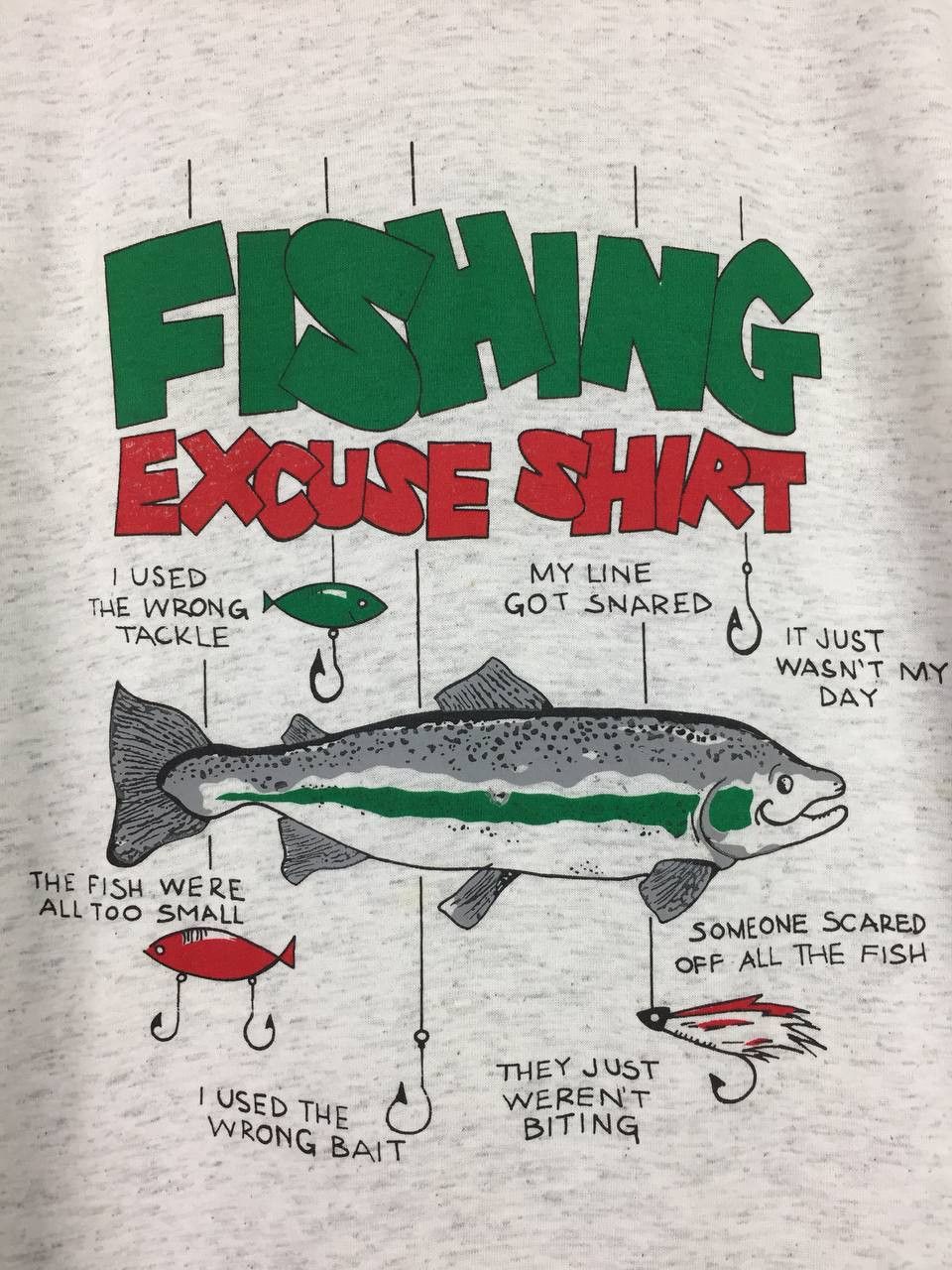 Vintage Vtg 90s Fishing Excuse Shirt Funny Humor Tee Size US L / EU 52-54 / 3 - 6 Thumbnail