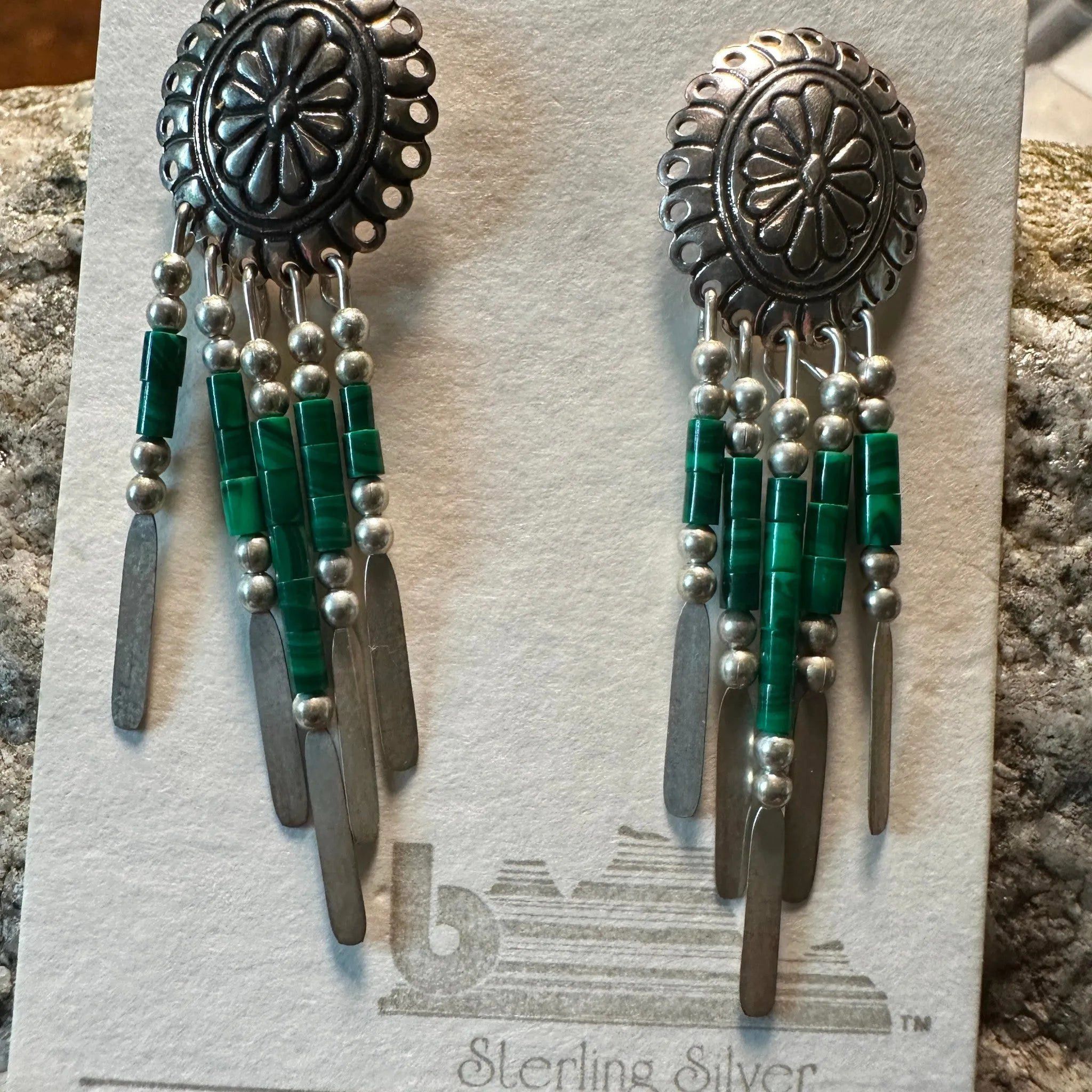 Other Bohemian Grace: Silver & Aventurine Dangle Earrings - Elegan Size ONE SIZE - 2 Thumbnail
