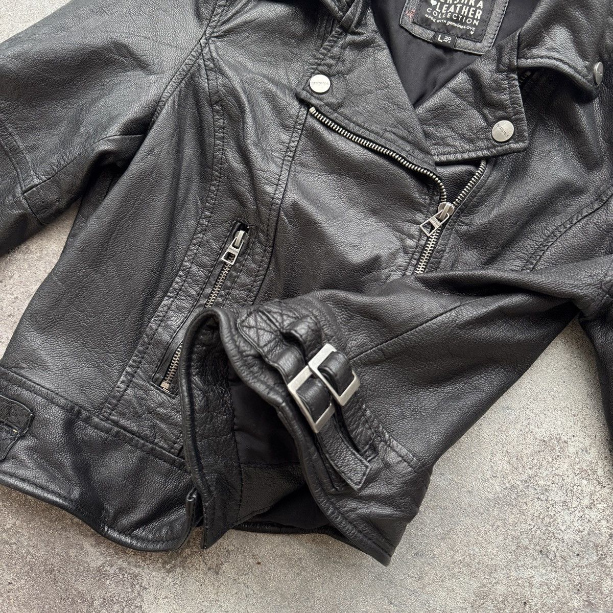 20471120 Bershka Vintage Y2K Leather Biker 3/4 Sleeve Cropped Jacket Size S / US 4 / IT 40 - 3 Thumbnail