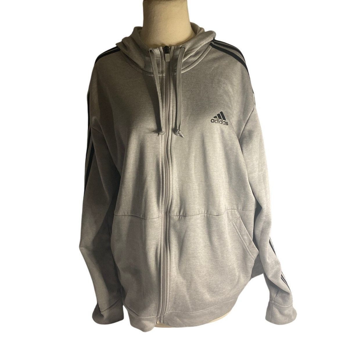 Adidas Adidas Originals 3-Stripes Full Zip Hoodie Gray XL Size US XL / EU 56 / 4 - 2 Thumbnail