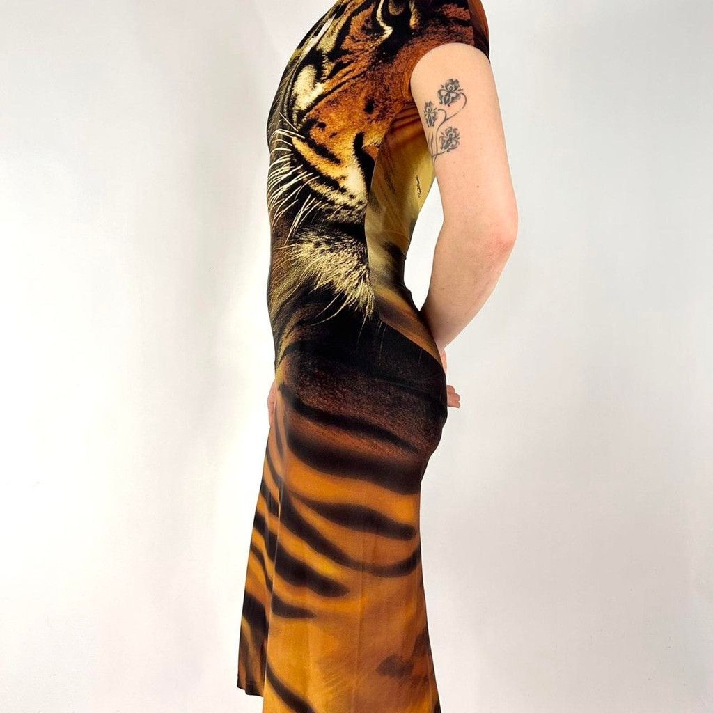 Roberto Cavalli Roberto Cavalli S/S 2000 turtleneck tiger print dress Size XS / US 0-2 / IT 36-38 - 5 Thumbnail