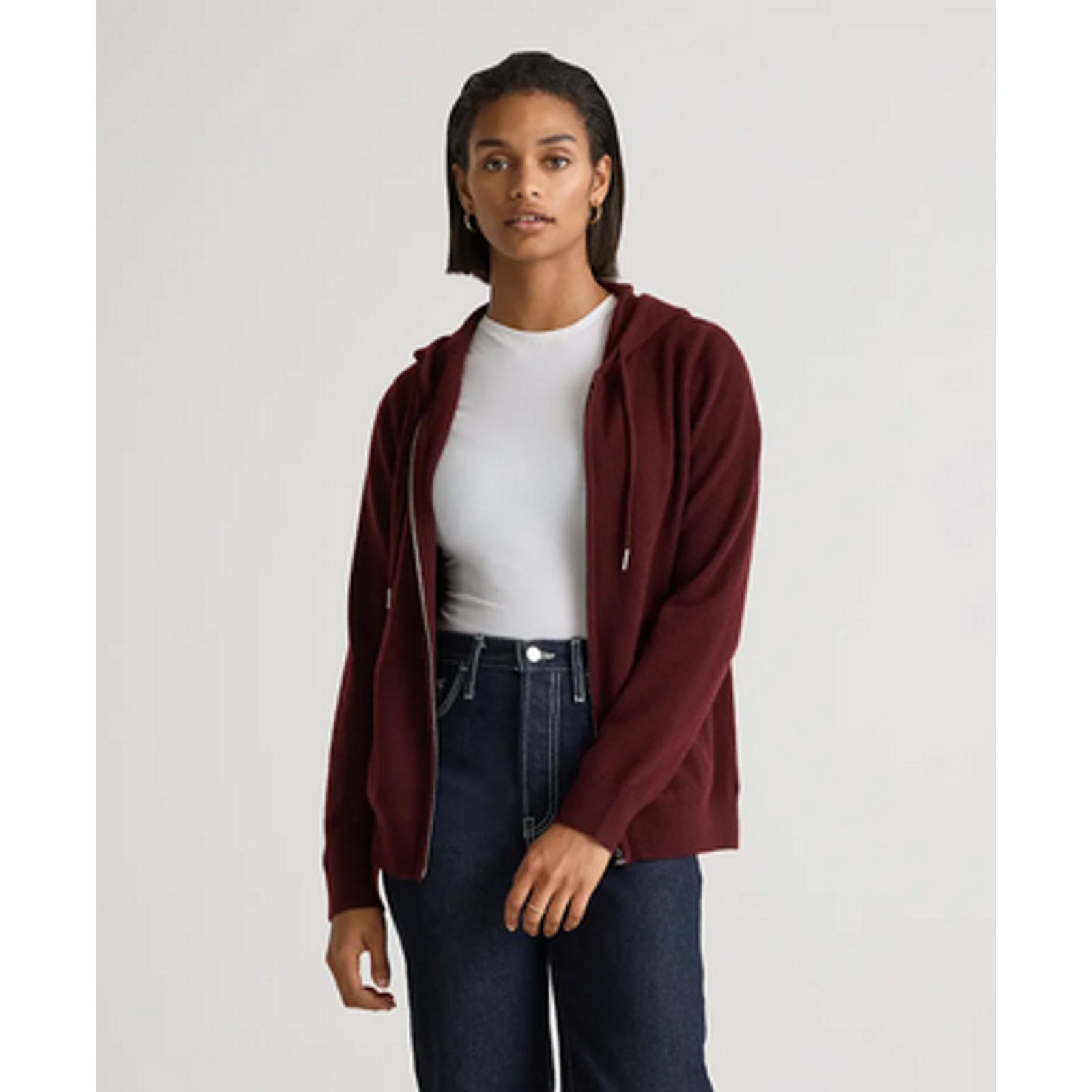 Quince Quince Cashmere Full-Zip Hoodie Burgundy Size S NWT Size S / US 4 / IT 40 - 2 Thumbnail