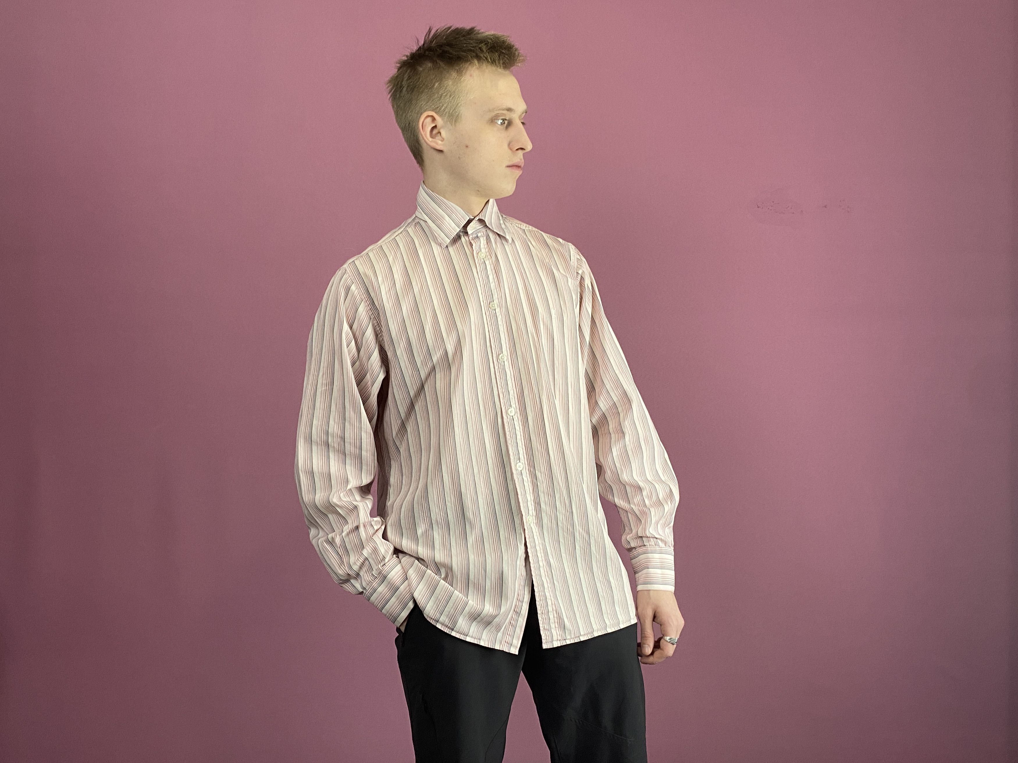 Vintage × Yves Saint Laurent Yves Saint Laurent Vintage Men's Striped Shirt - M Size US M / EU 48-50 / 2 - 4 Thumbnail