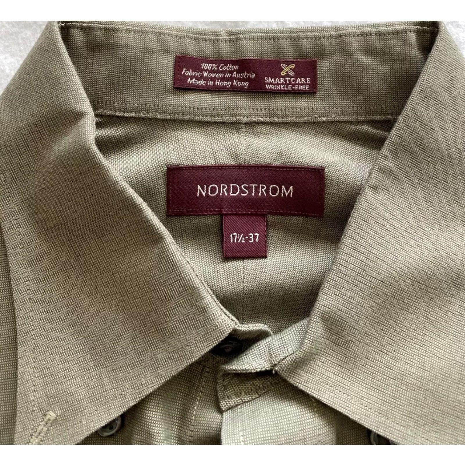 Nordstrom Nordstrom Button Shirt Dress Shirt Men 17.5 20-27 Olive Green Long Sleeve Button-Down Collar 100% Cotton Classic Fit不可 Size US XL / EU 56 / 4 - 2 Thumbnail